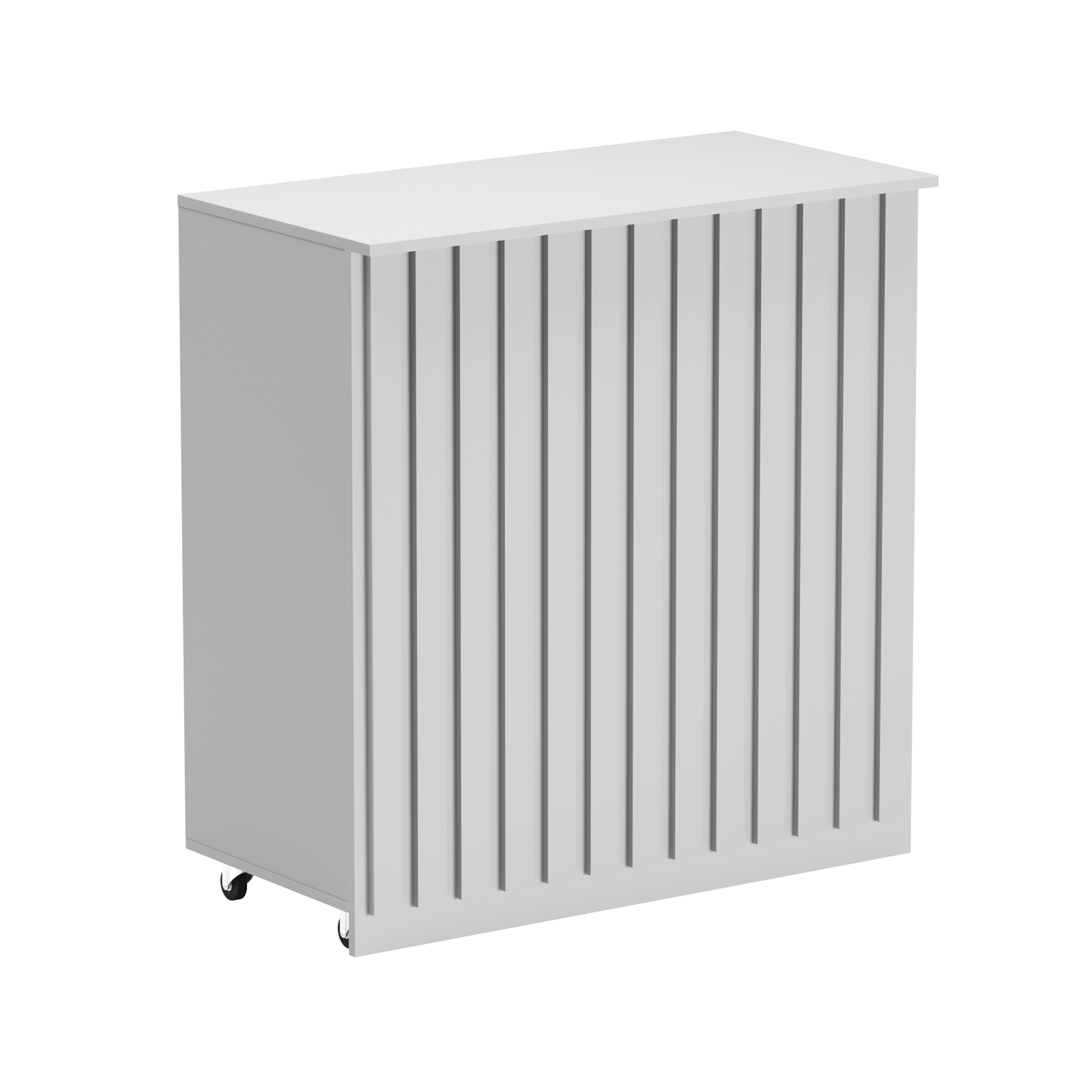 Торговый прилавок под кассу выкатной прямоугольный с планками серии ПРИЛИВ №1 Серый