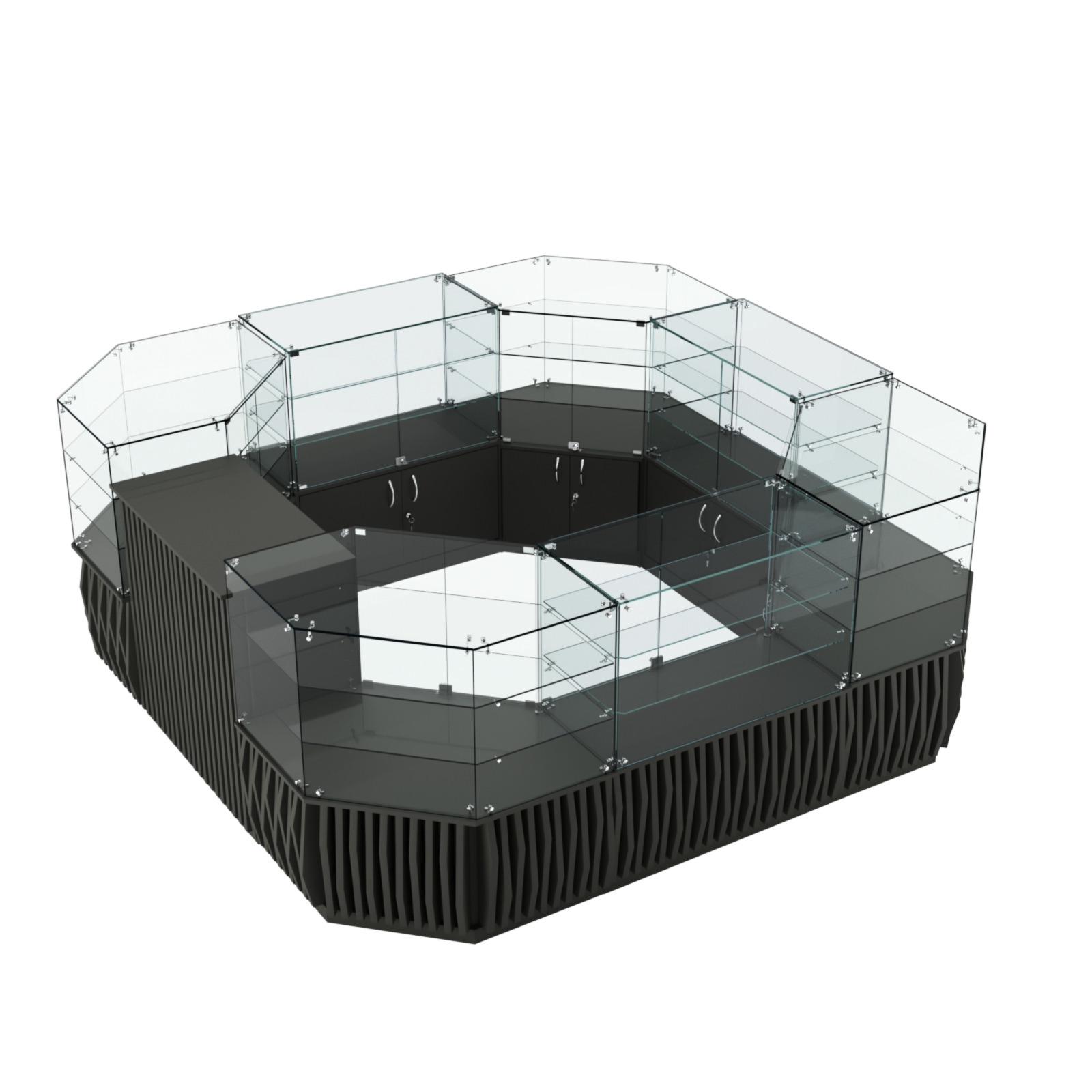 Торговый стеклянный островок с планками серии ОРНАМЕНТ №2 (7,88 кв.м) Черный