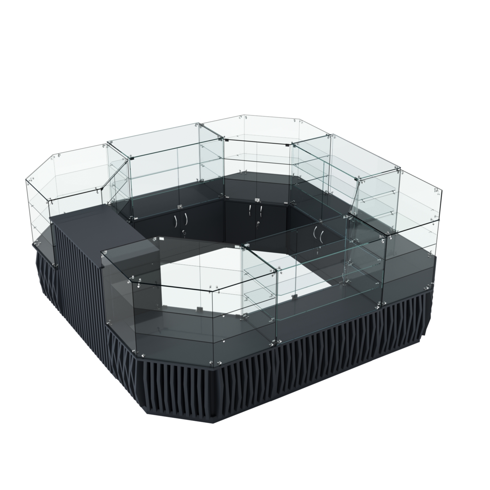 Торговый стеклянный островок с планками серии ОРНАМЕНТ №2 (7,88 кв.м) Антрацит