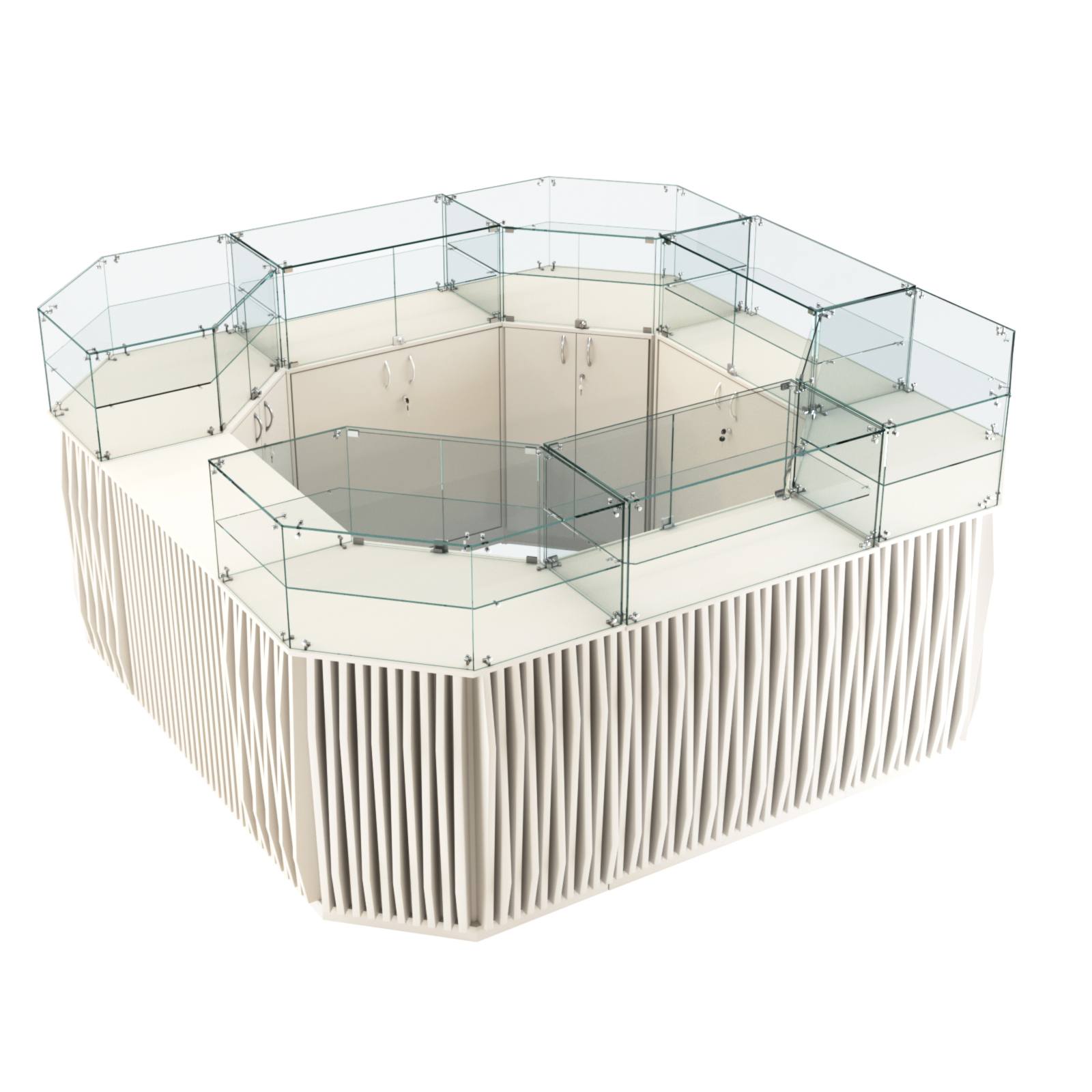 Торговый квадратный островок с планками серии ОРНАМЕНТ №5 (7,88 кв.м) Белый