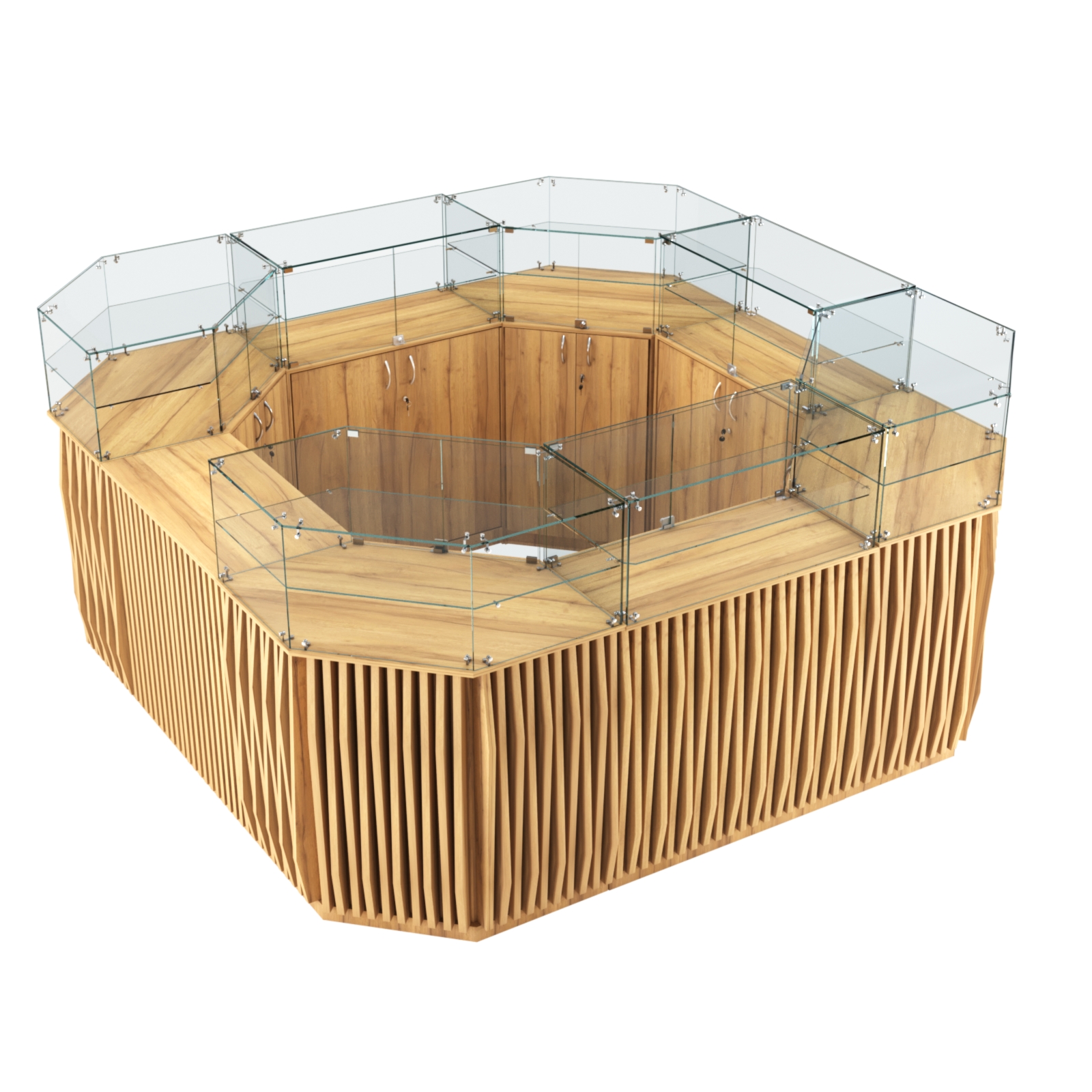 Торговый квадратный островок с планками серии ОРНАМЕНТ №5 (7,88 кв.м) Дуб Золотистый