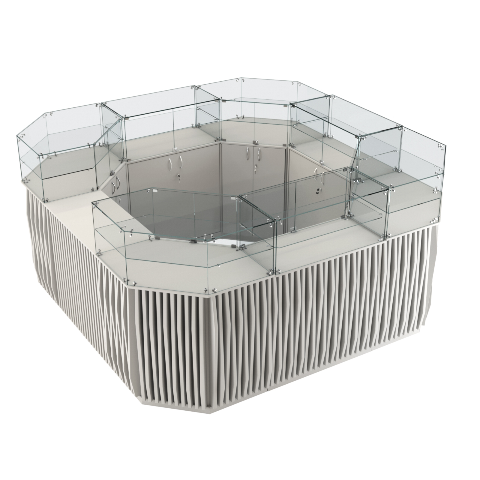 Торговый квадратный островок с планками серии ОРНАМЕНТ №5 (7,88 кв.м) Серый