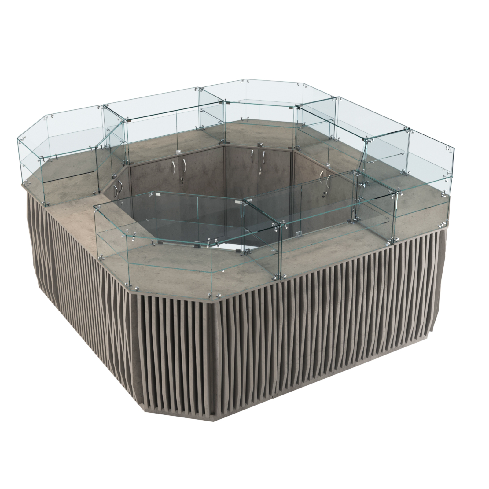 Торговый квадратный островок с планками серии ОРНАМЕНТ №5 (7,88 кв.м) Бетон Чикаго светло-серый F186 ST9