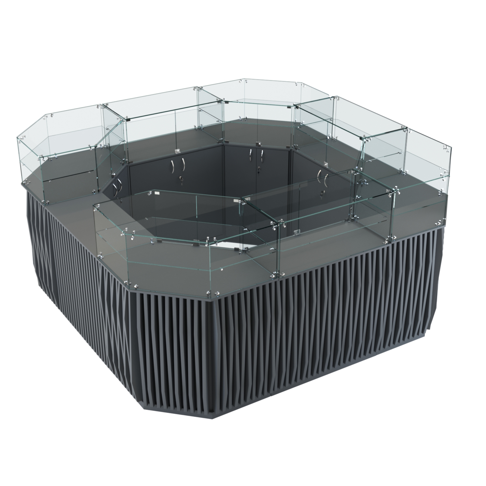 Торговый квадратный островок с планками серии ОРНАМЕНТ №5 (7,88 кв.м) Темно-Серый