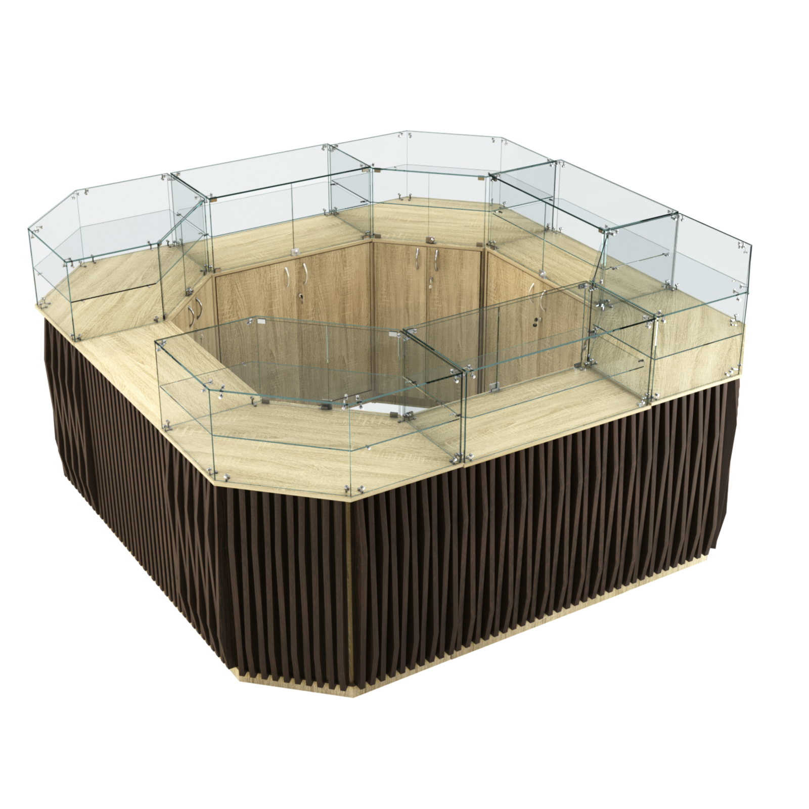 Торговый квадратный островок с планками серии ОРНАМЕНТ №5 (7,88 кв.м) Дуб Сонома + Дуб Венге