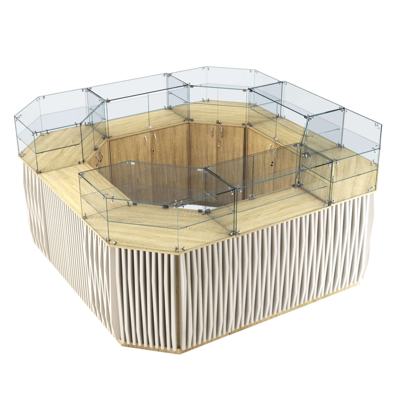 Торговый квадратный островок с планками серии ОРНАМЕНТ №5 (7,88 кв.м) Дуб Сонома + Белый