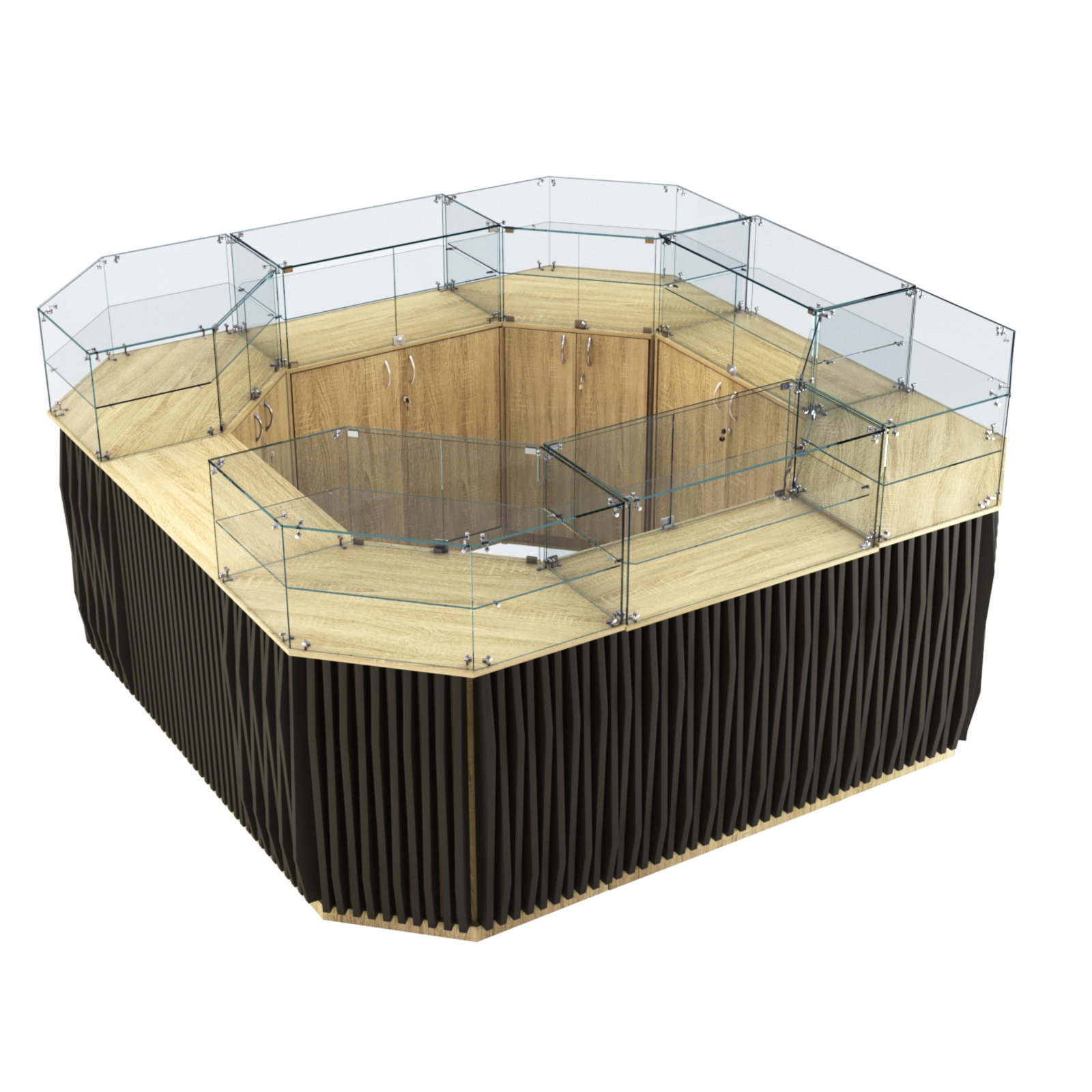 Торговый квадратный островок с планками серии ОРНАМЕНТ №5 (7,88 кв.м) Дуб сонома, Черный