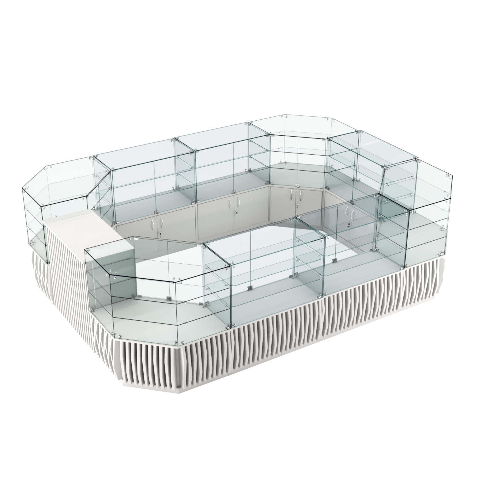 Торговый центральный островок с планками серии ОРНАМЕНТ №3 (10,69 кв.м) Белый