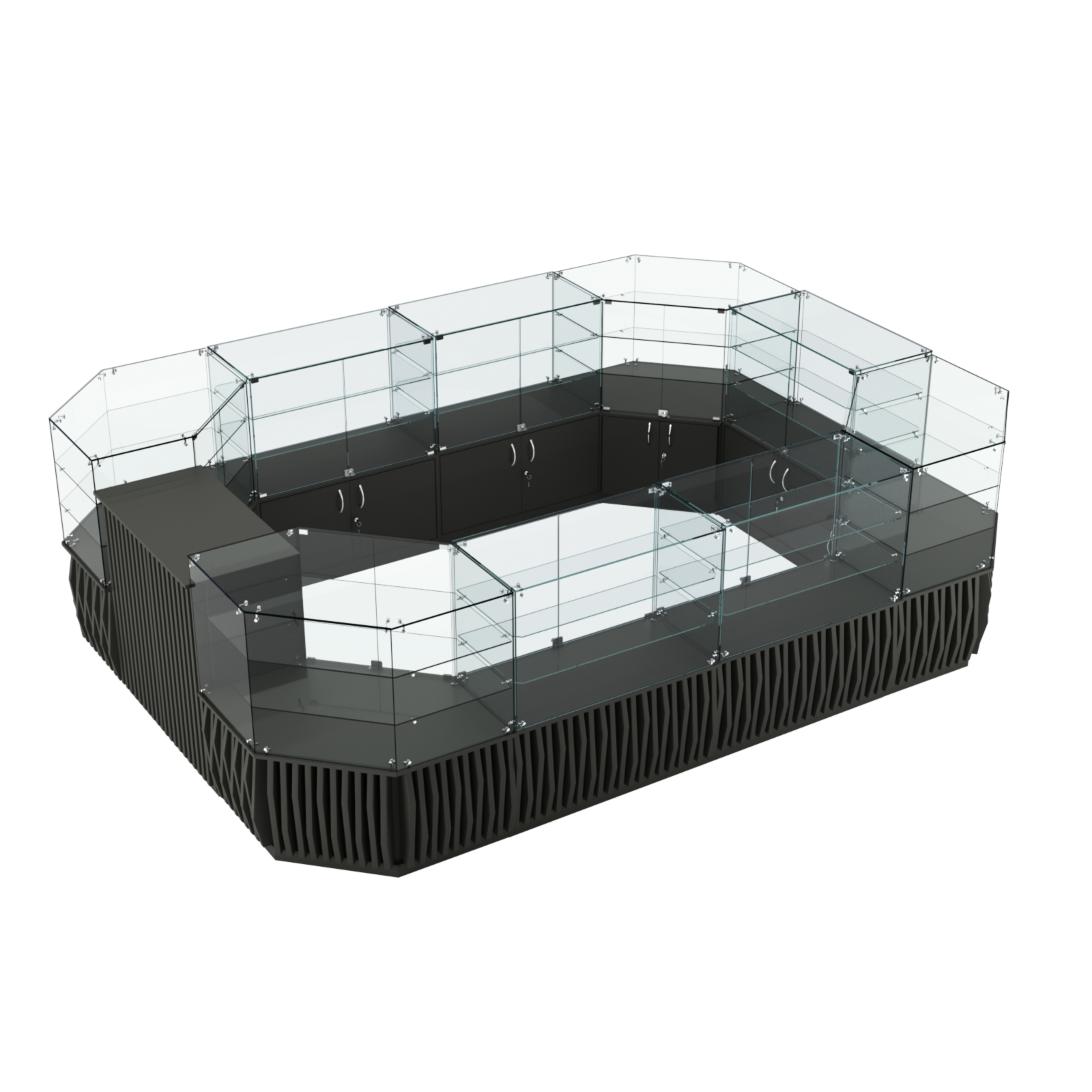 Торговый центральный островок с планками серии ОРНАМЕНТ №3 (10,69 кв.м) Черный