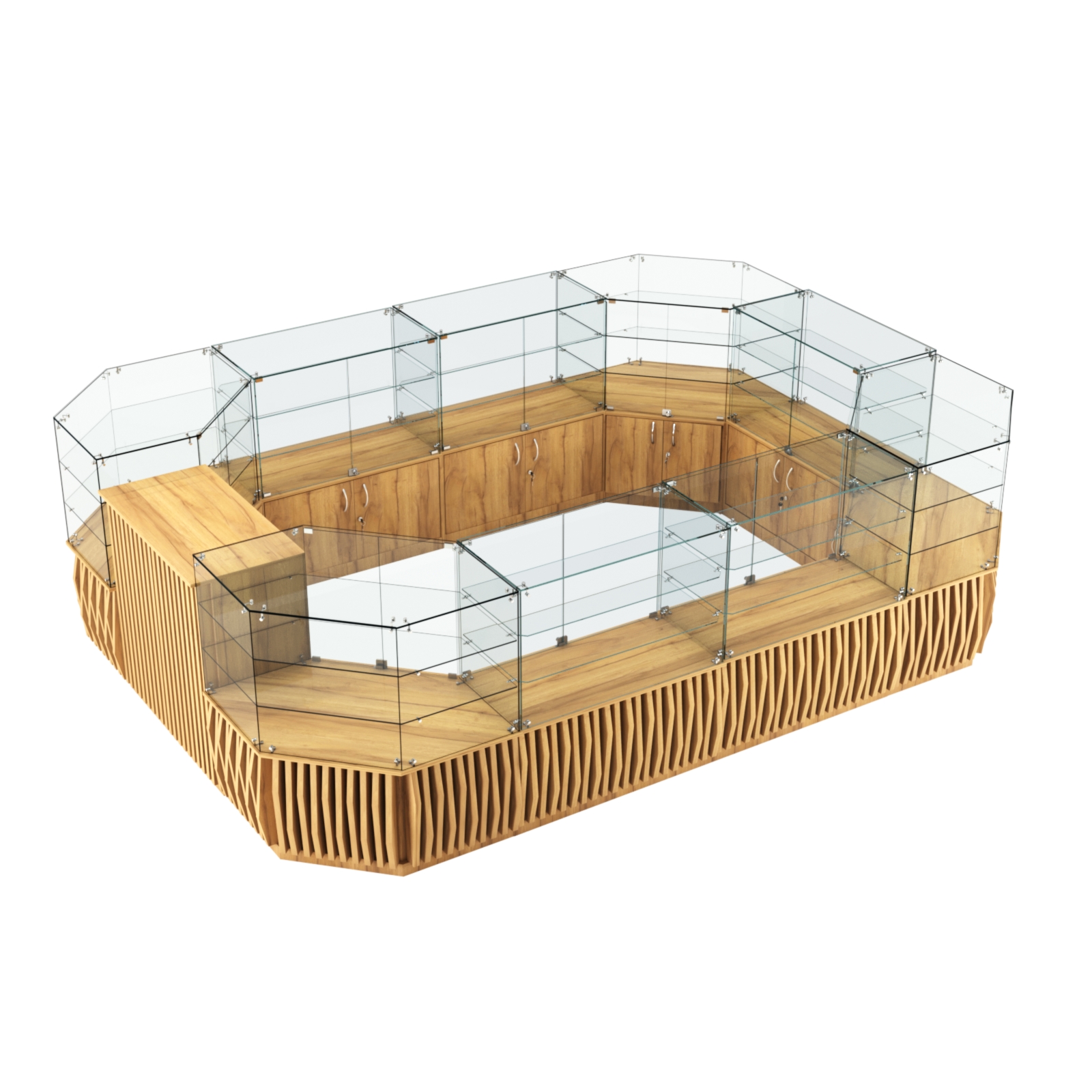 Торговый центральный островок с планками серии ОРНАМЕНТ №3 (10,69 кв.м) Дуб Золотистый