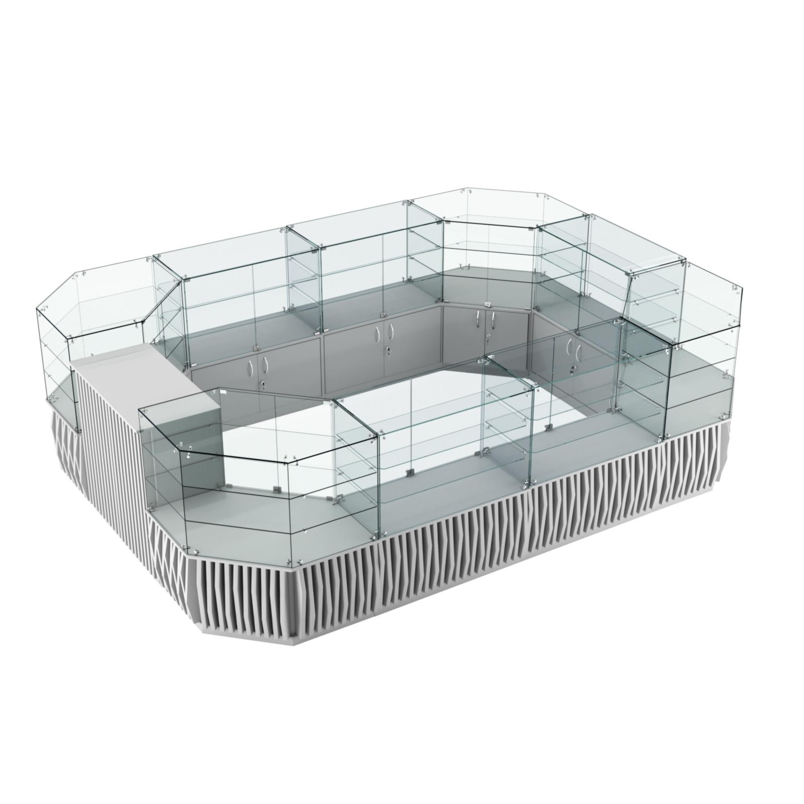 Торговый центральный островок с планками серии ОРНАМЕНТ №3 (10,69 кв.м) Серый