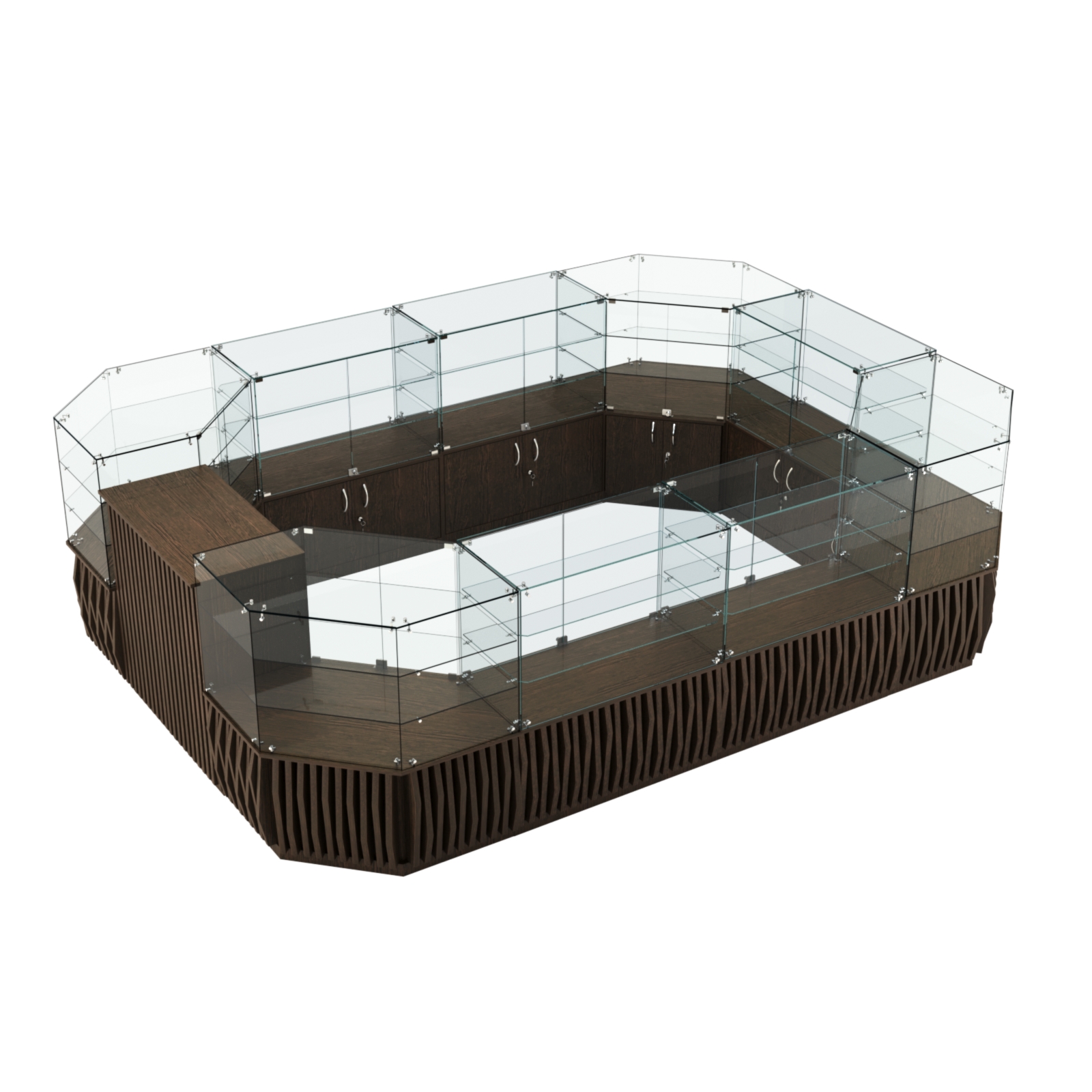 Торговый центральный островок с планками серии ОРНАМЕНТ №3 (10,69 кв.м) Дуб Венге