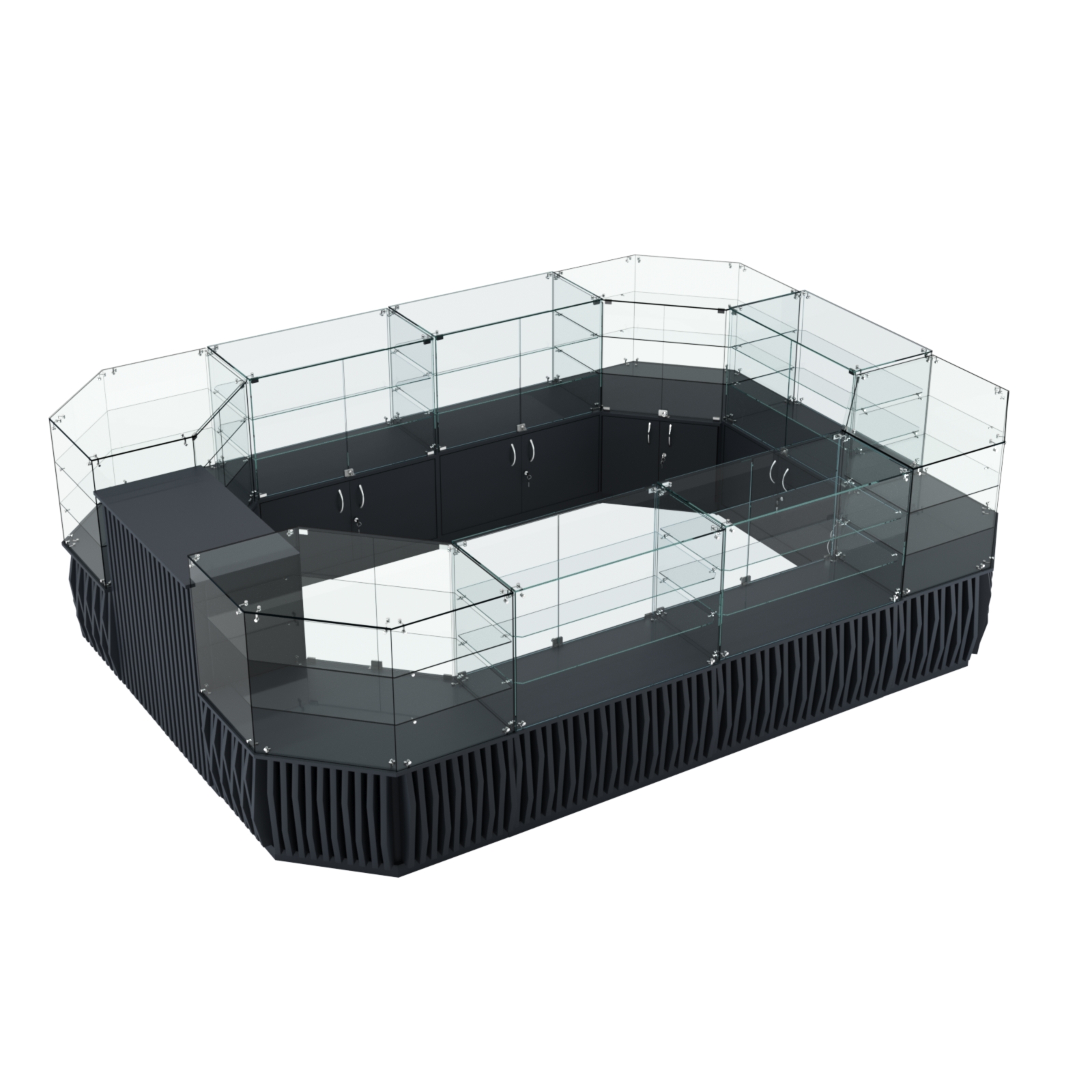 Торговый центральный островок с планками серии ОРНАМЕНТ №3 (10,69 кв.м) Антрацит