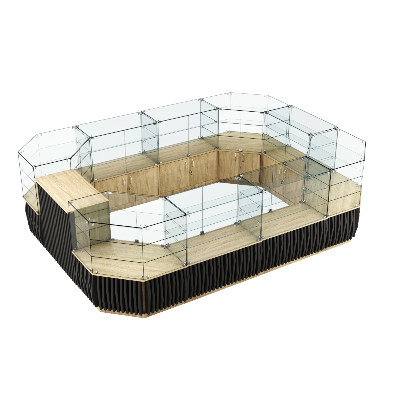 Торговый центральный островок с планками серии ОРНАМЕНТ №3 (10,69 кв.м) Дуб сонома, Черный