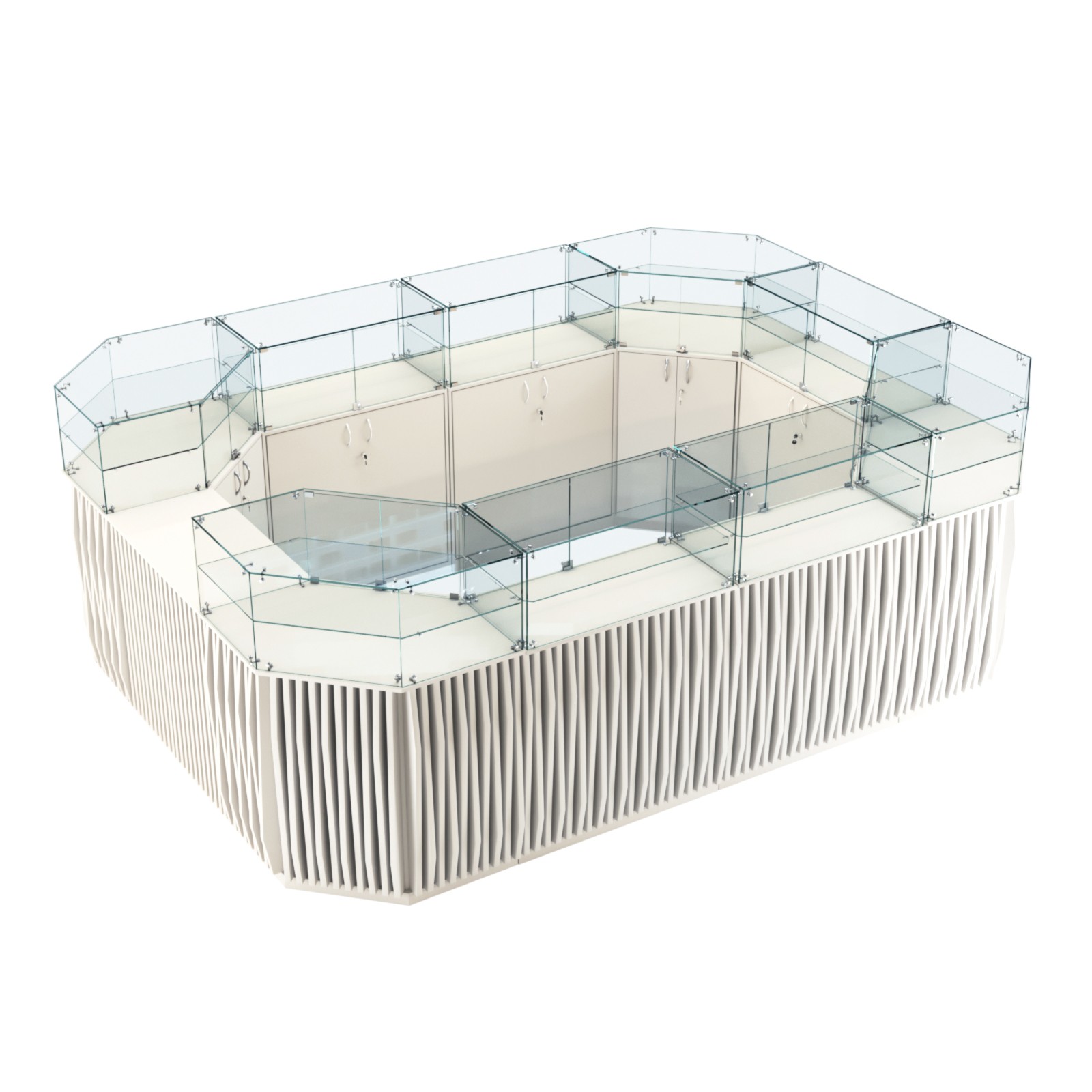 Торговый островок с прозрачным верхом и планками серии ОРНАМЕНТ №6 (10,69 кв.м) Белый