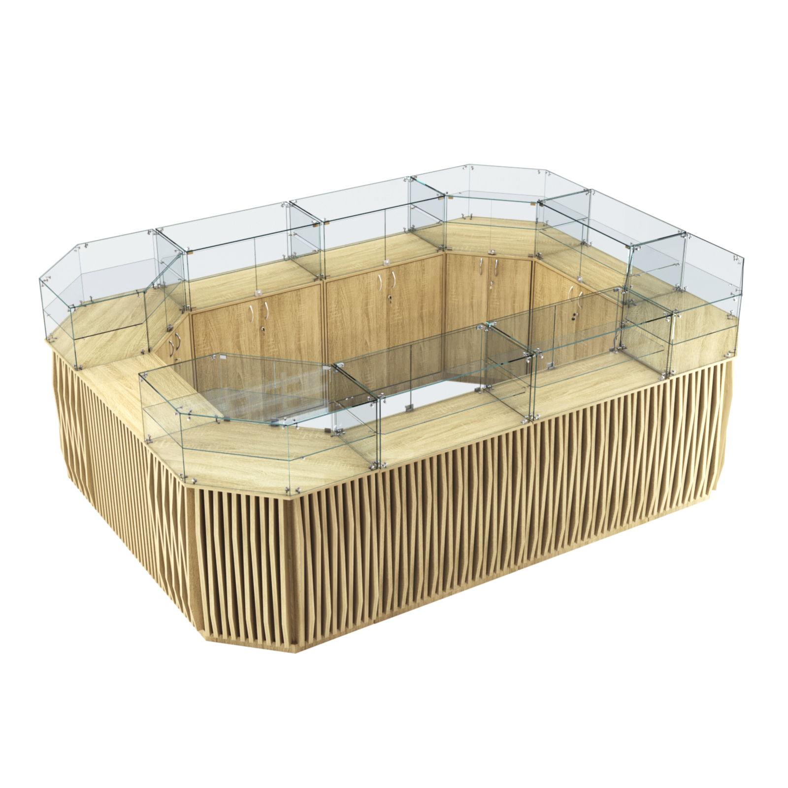 Торговый островок с прозрачным верхом и планками серии ОРНАМЕНТ №6 (10,69 кв.м) Дуб сонома