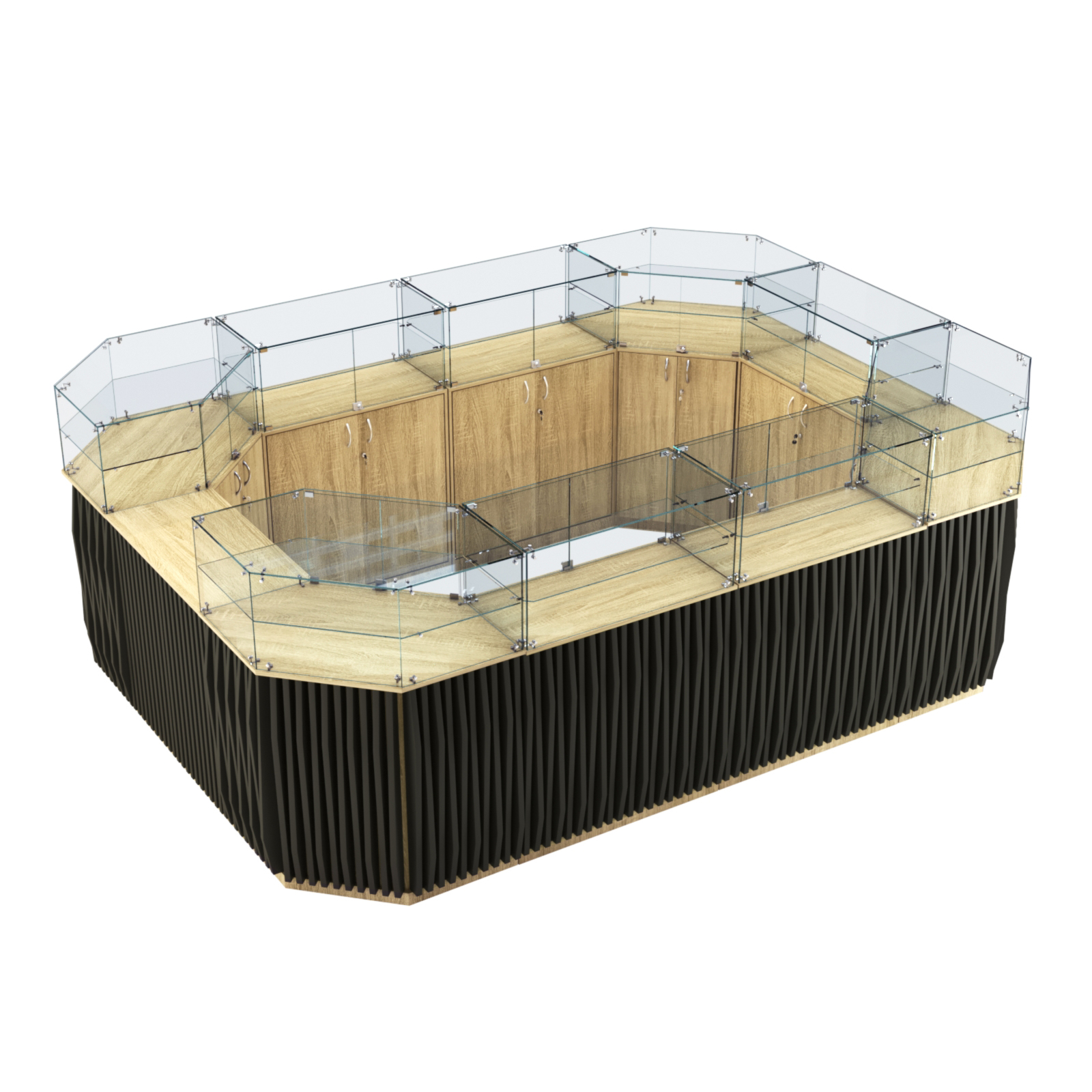 Торговый островок с прозрачным верхом и планками серии ОРНАМЕНТ №6 (10,69 кв.м) Дуб сонома, Черный