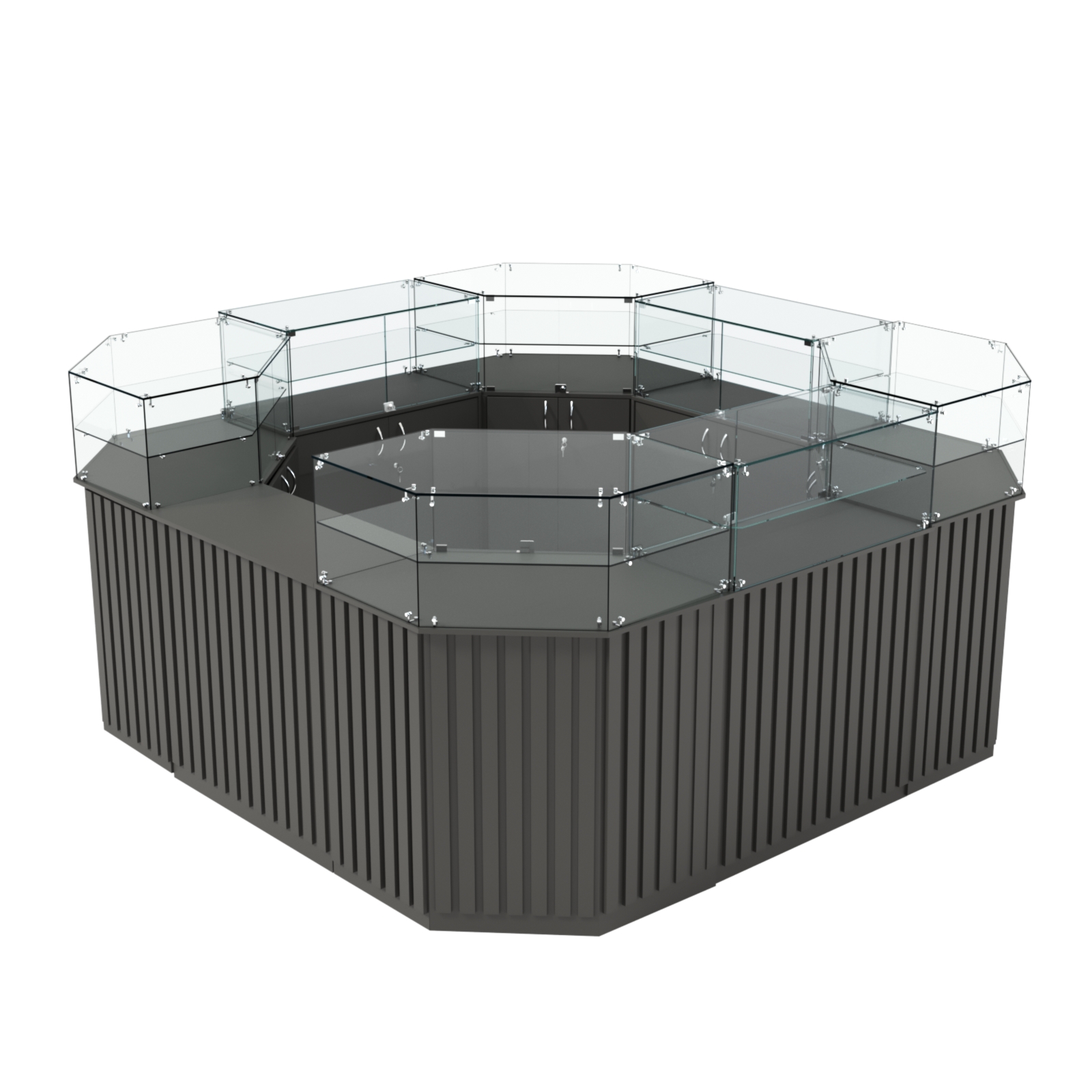 Торговый квадратный островок с планками серии ПРИЛИВ №5 (7,88 кв.м) Черный