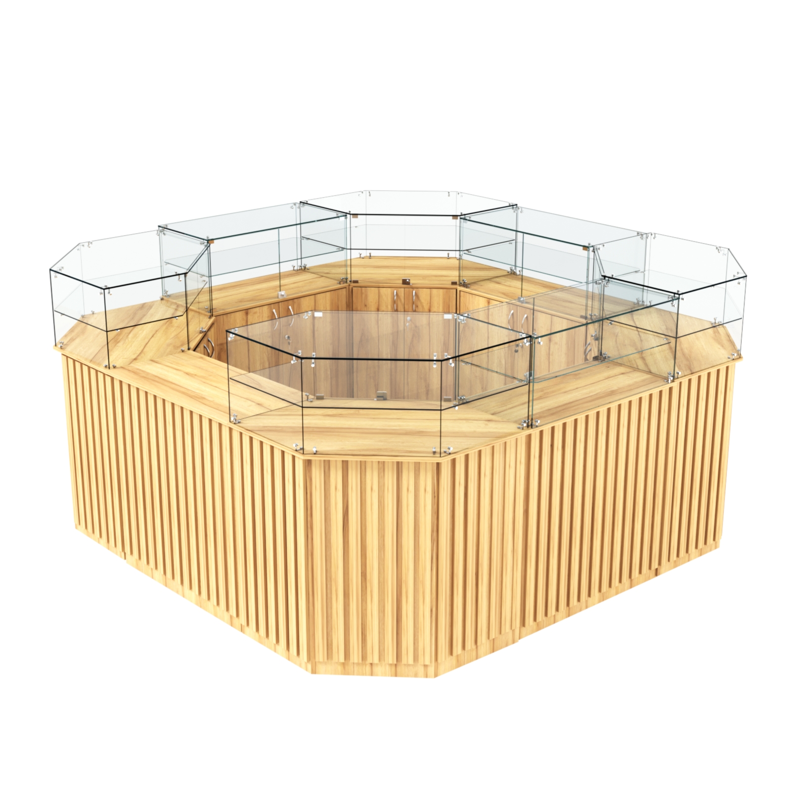 Торговый квадратный островок с планками серии ПРИЛИВ №5 (7,88 кв.м) Дуб Золотистый