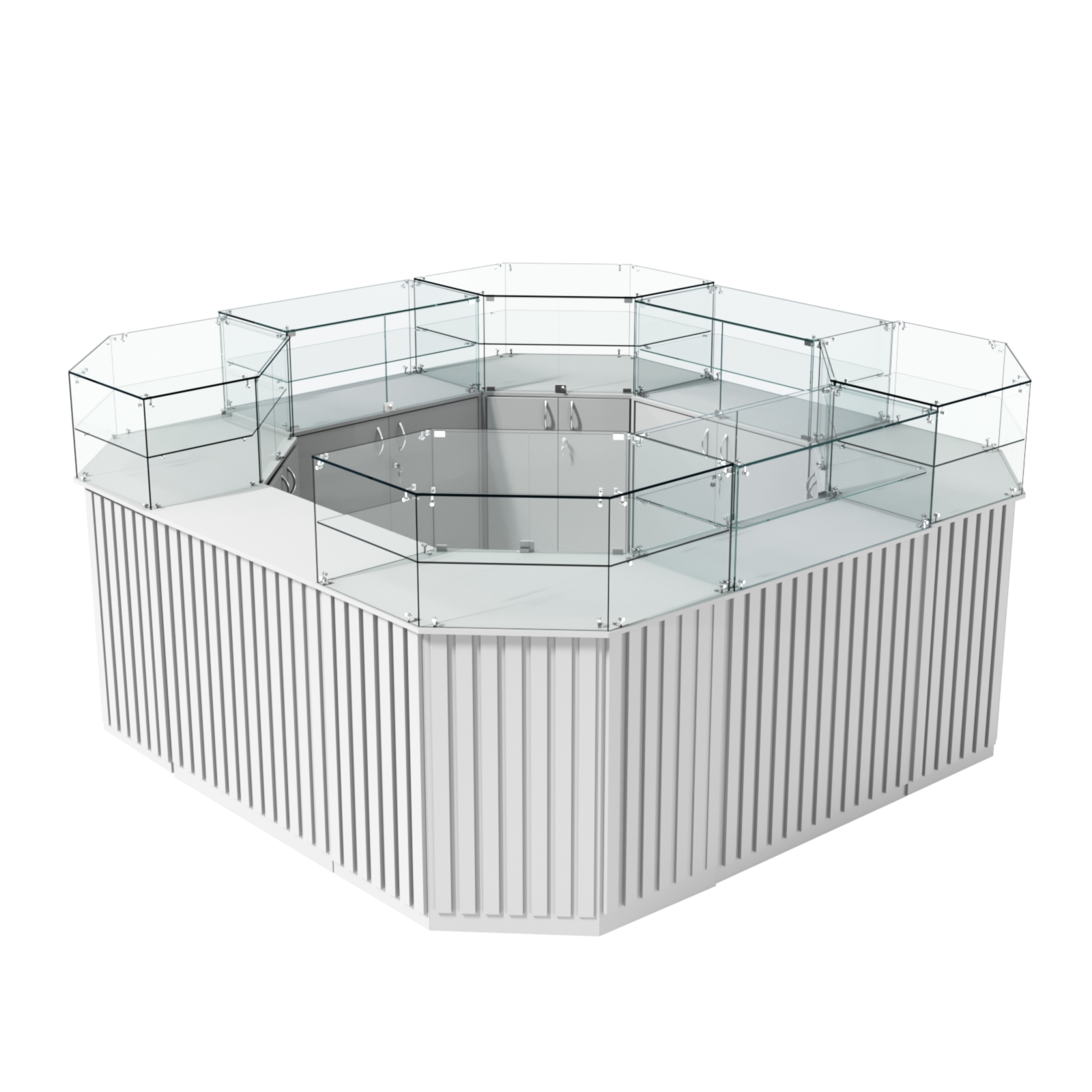 Торговый квадратный островок с планками серии ПРИЛИВ №5 (7,88 кв.м) Серый