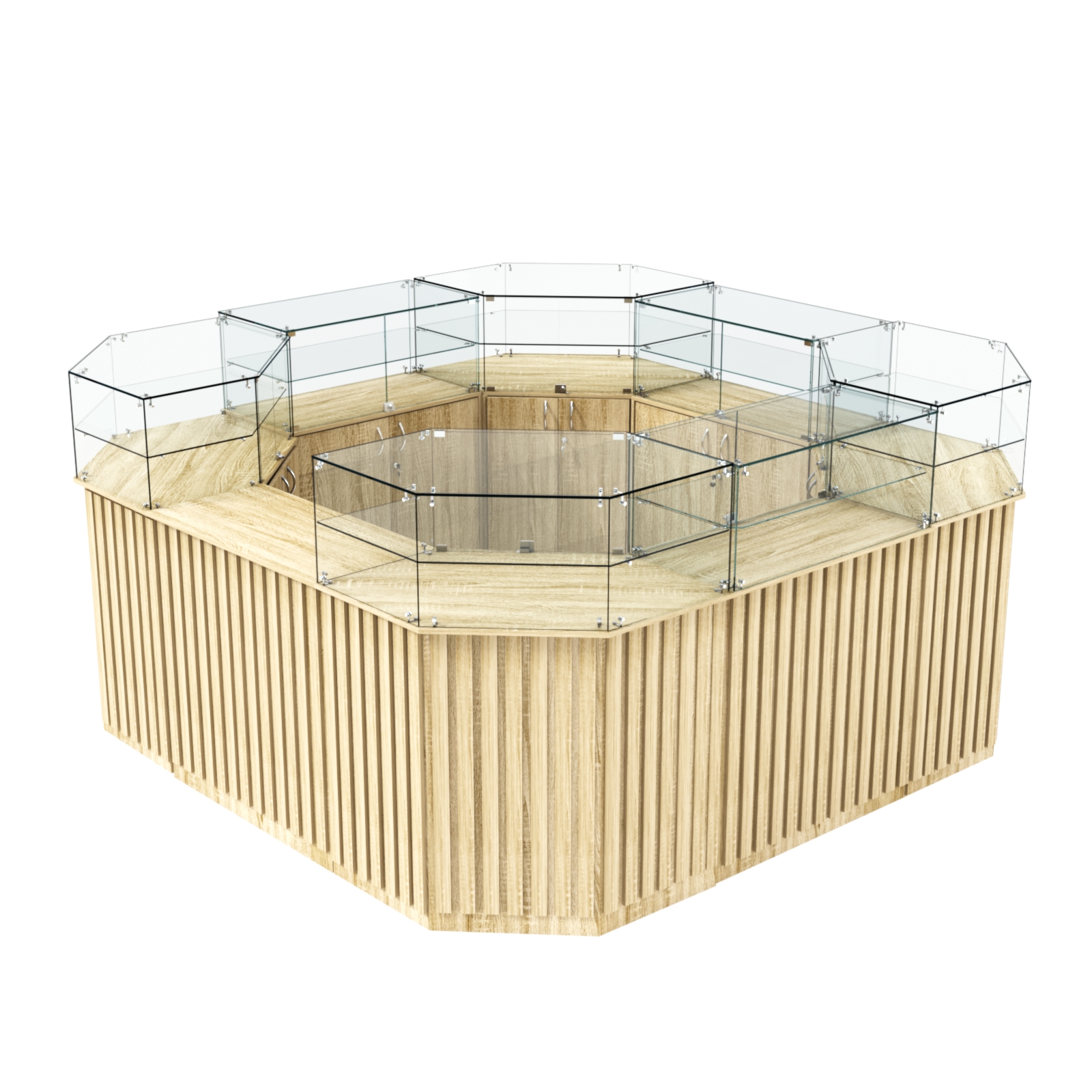 Торговый квадратный островок с планками серии ПРИЛИВ №5 (7,88 кв.м) Дуб сонома