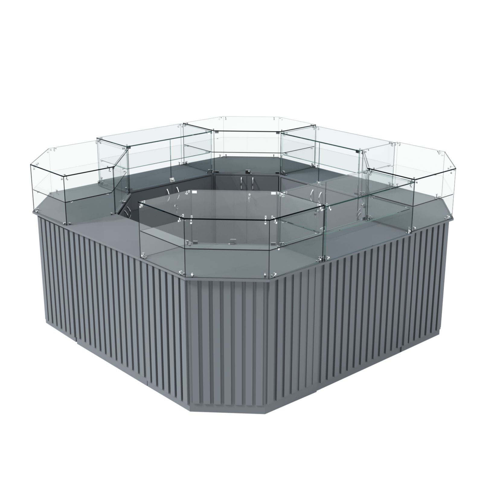 Торговый квадратный островок с планками серии ПРИЛИВ №5 (7,88 кв.м) Темно-Серый