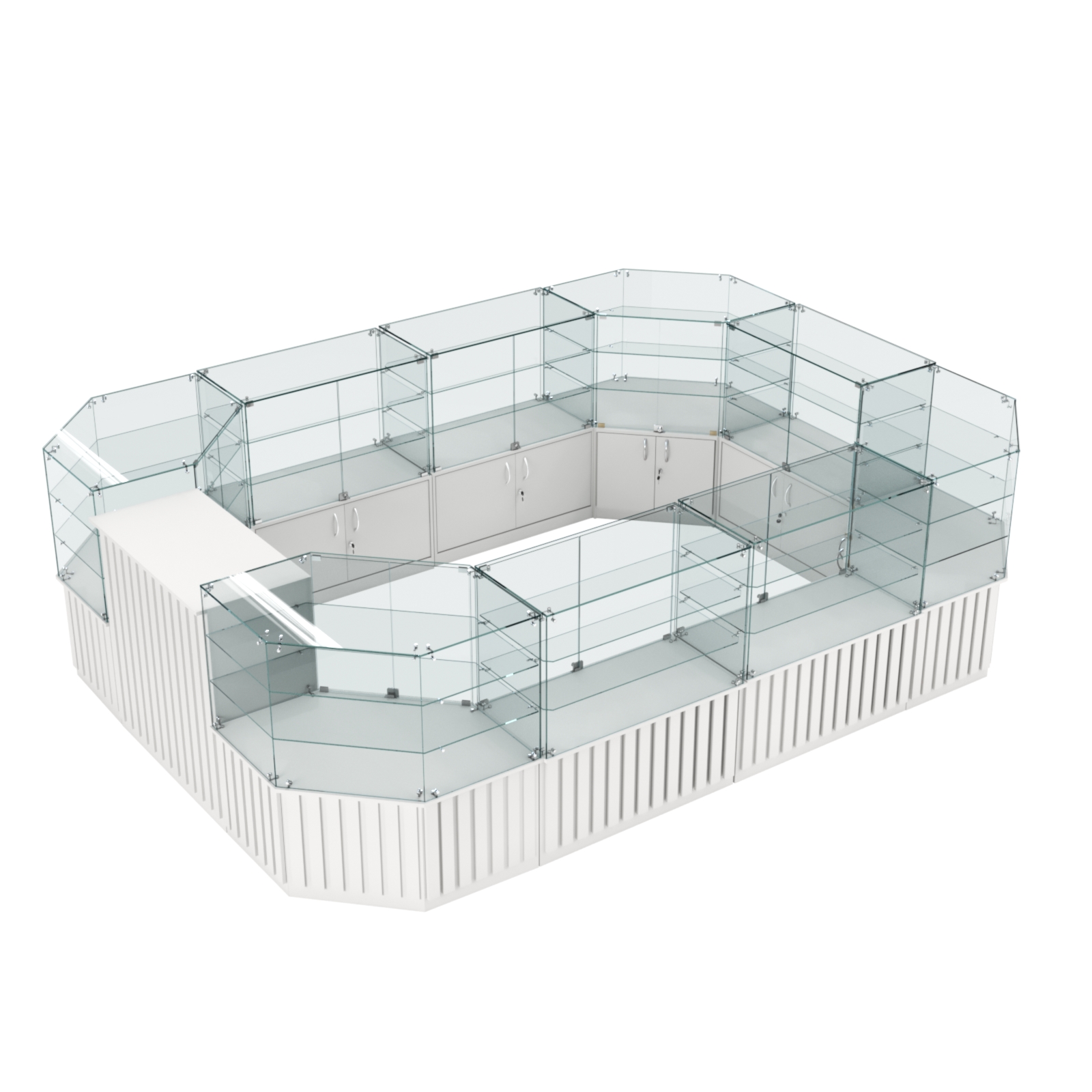 Торговый центральный островок с планками серии ПРИЛИВ №3 (10,69 кв.м) Белый