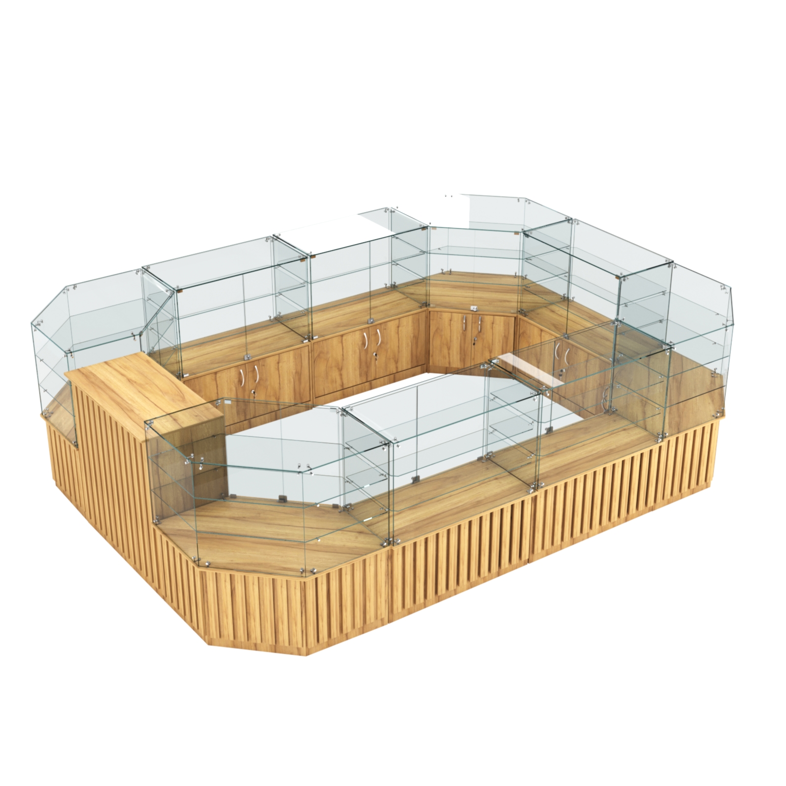 Торговый центральный островок с планками серии ПРИЛИВ №3 (10,69 кв.м) Дуб Золотистый