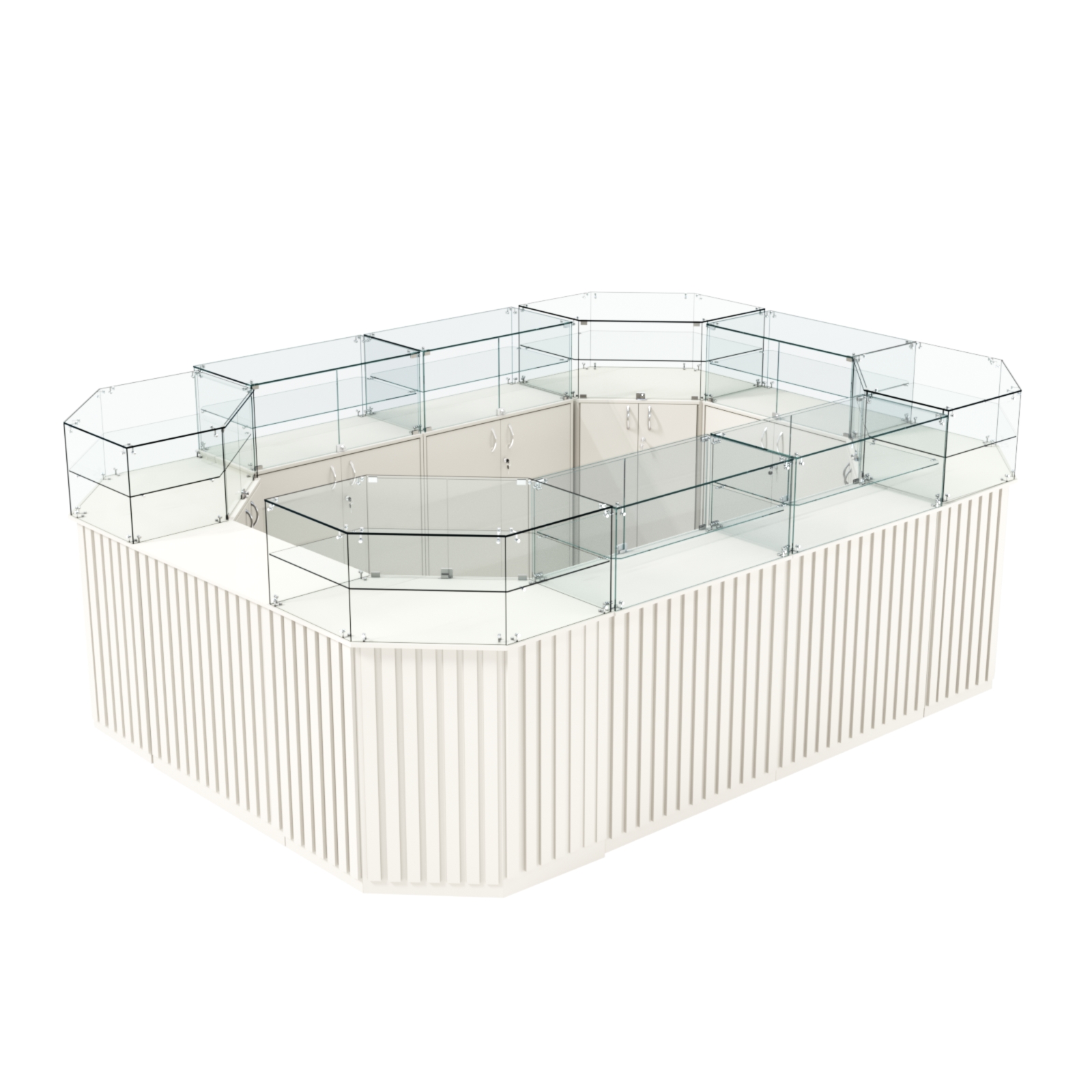 Торговый островок с прозрачным верхом и планками серии ПРИЛИВ №6 (10,69 кв.м) Белый