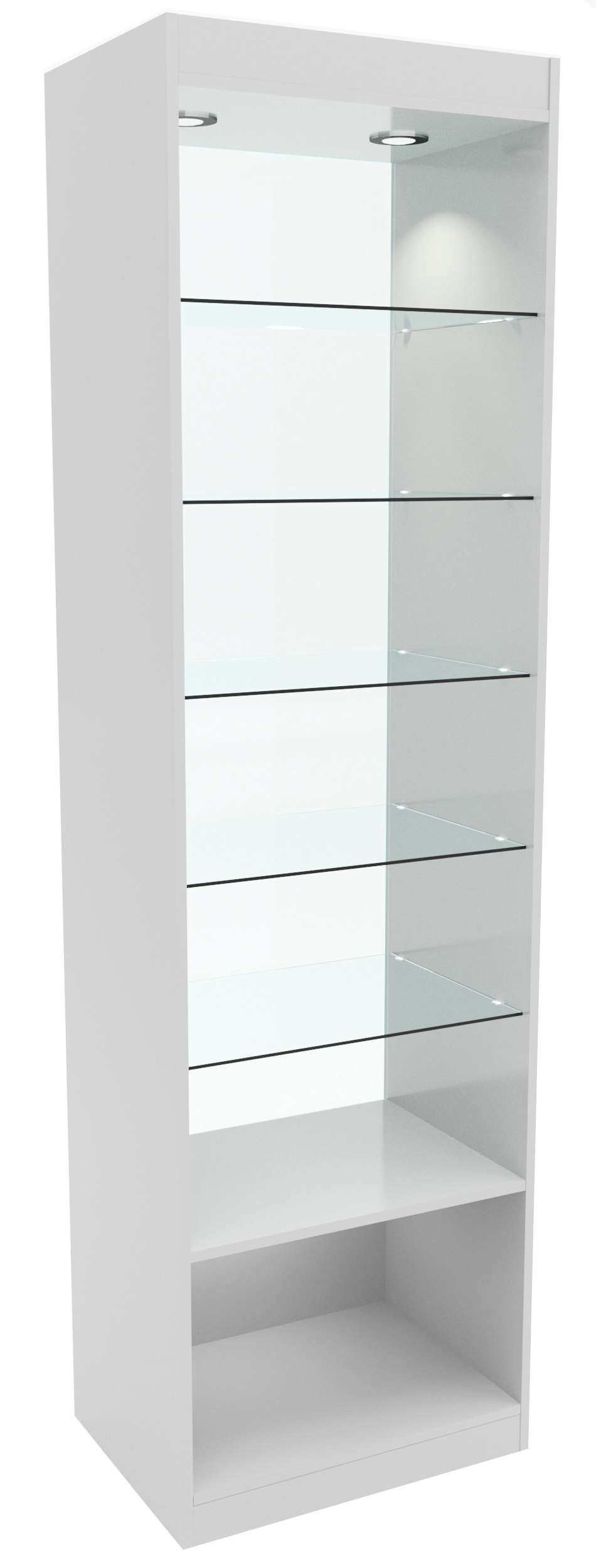 Стеклянная витрина №4-600 с каркасом из ДСП (без дверей) Серый