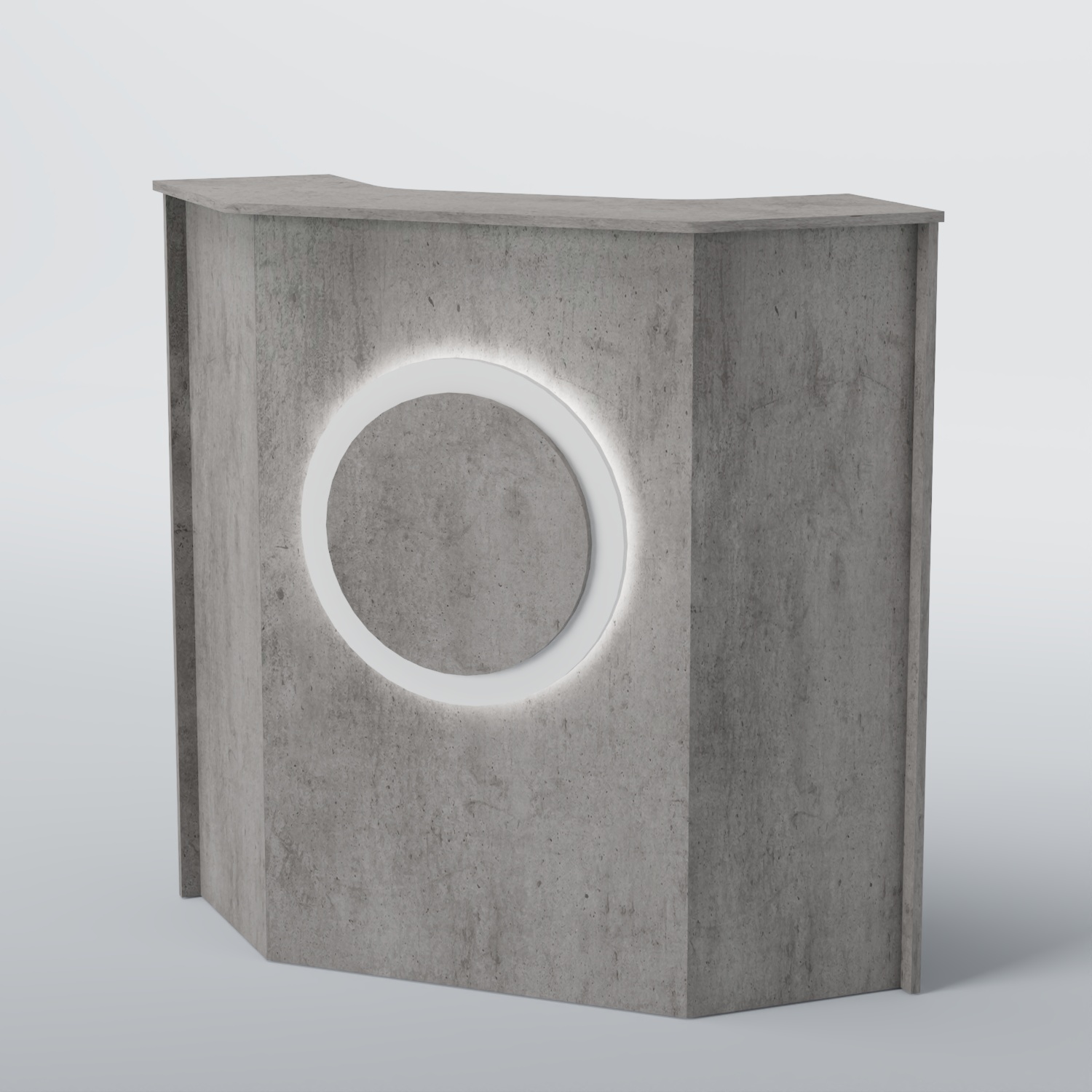 Ресепшен угловой КРУГ №2 Бетон Чикаго светло-серый F186 ST9