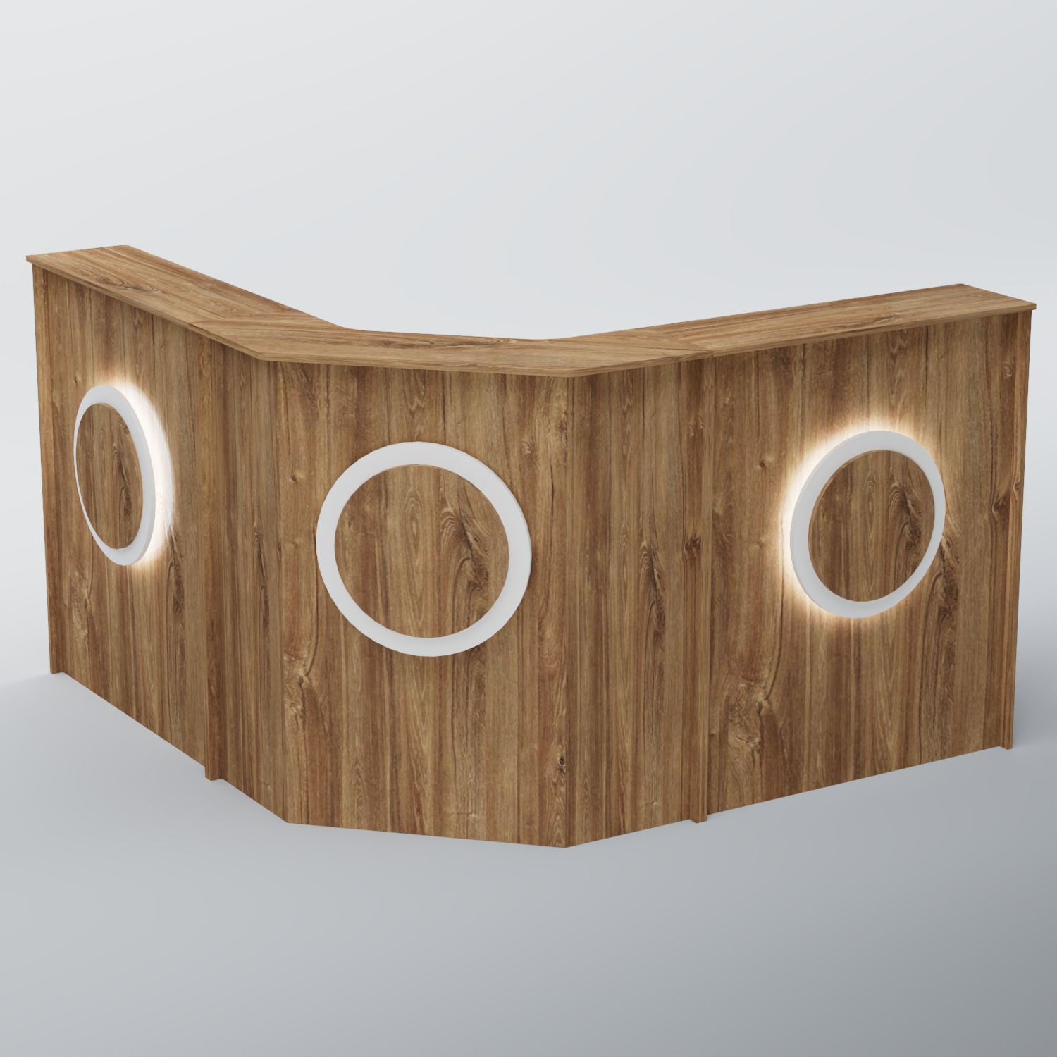 Ресепшен Г-образный КРУГ №3 Дуб Канзас коричневый