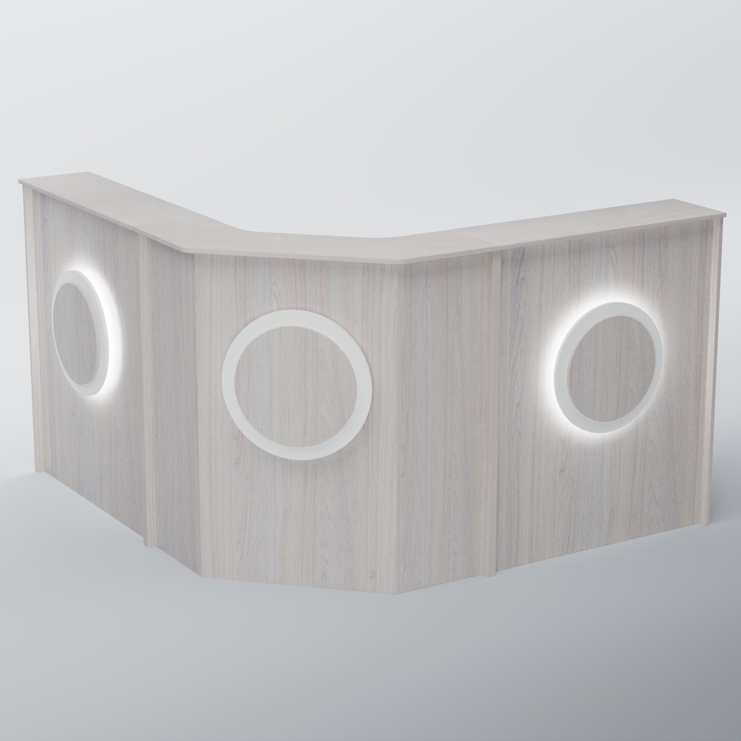 Ресепшен Г-образный КРУГ №3 Ясень Анкор светлый