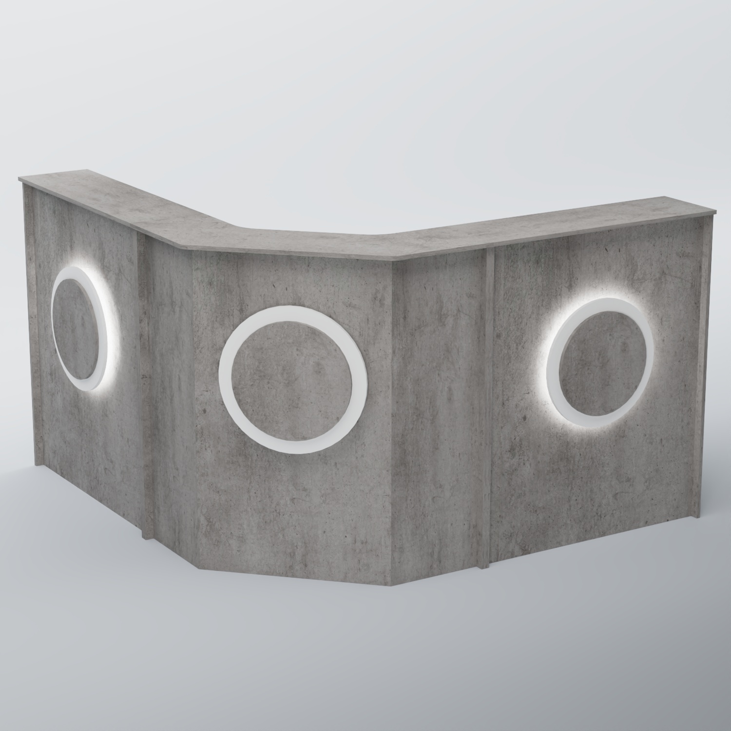 Ресепшен Г-образный КРУГ №3 Бетон Чикаго светло-серый F186 ST9