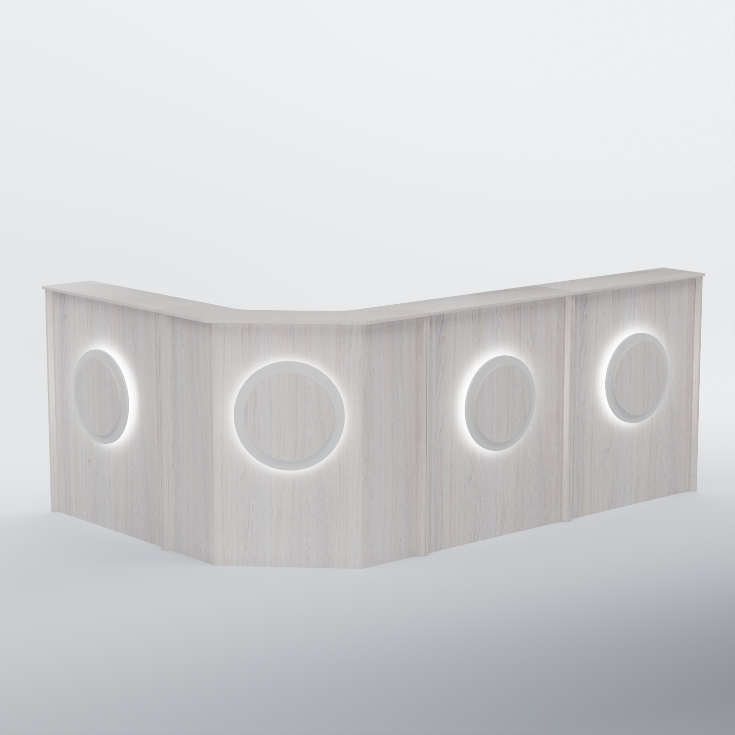 Ресепшен угловой большой КРУГ №4 Ясень Анкор светлый