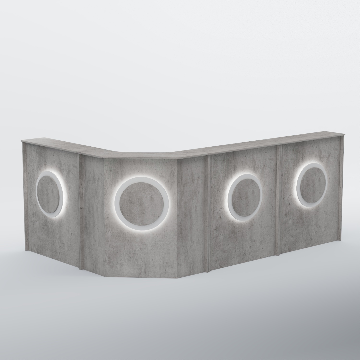 Ресепшен угловой большой КРУГ №4 Бетон Чикаго светло-серый F186 ST9