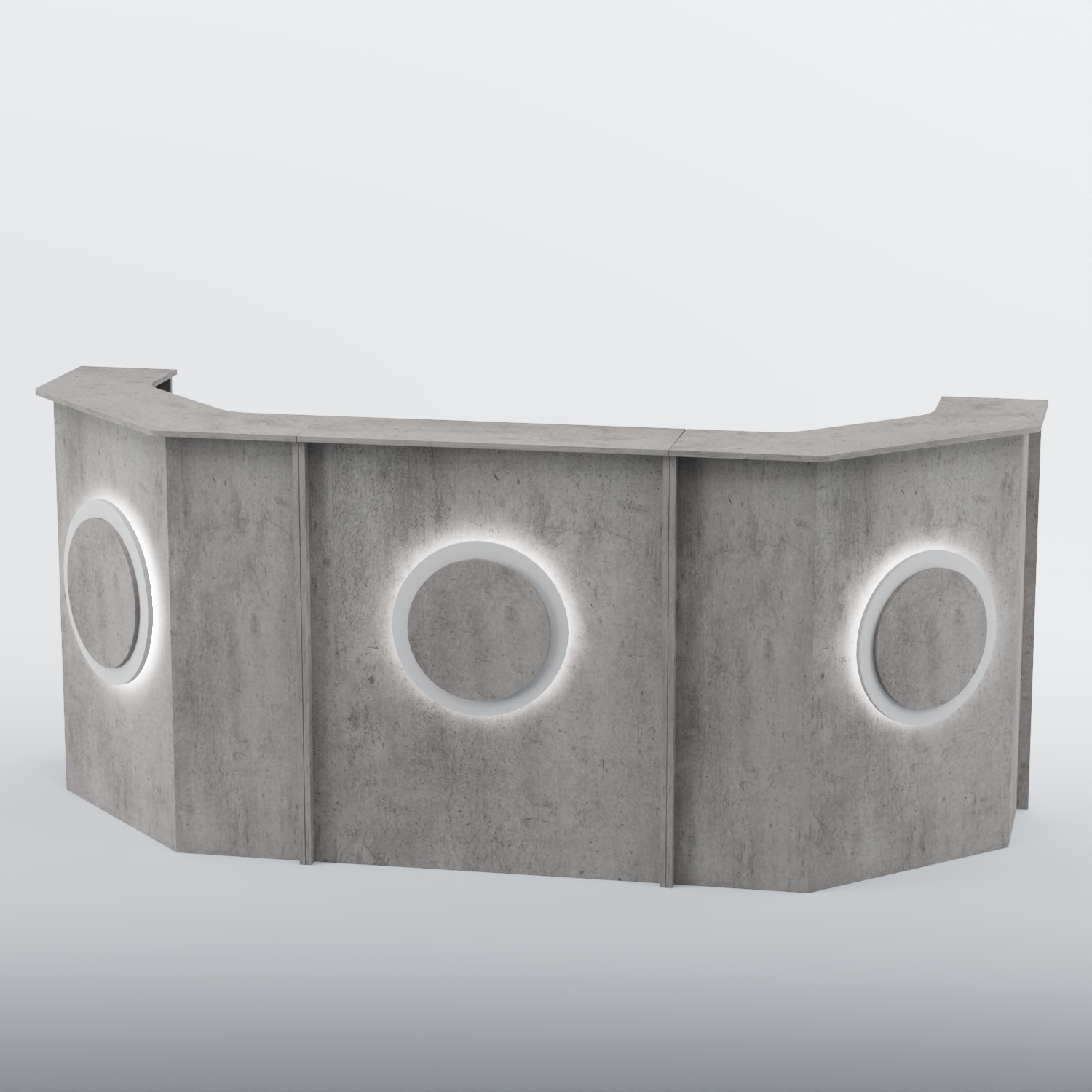 Ресепшен со скошенными углами КРУГ №5 Бетон Чикаго светло-серый F186 ST9