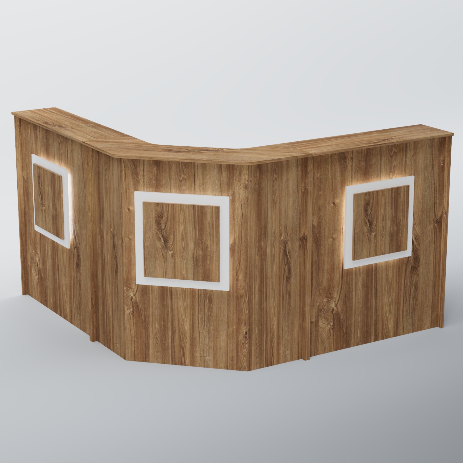 Ресепшен Г-образный КВАДРАТ №3 Дуб Канзас коричневый