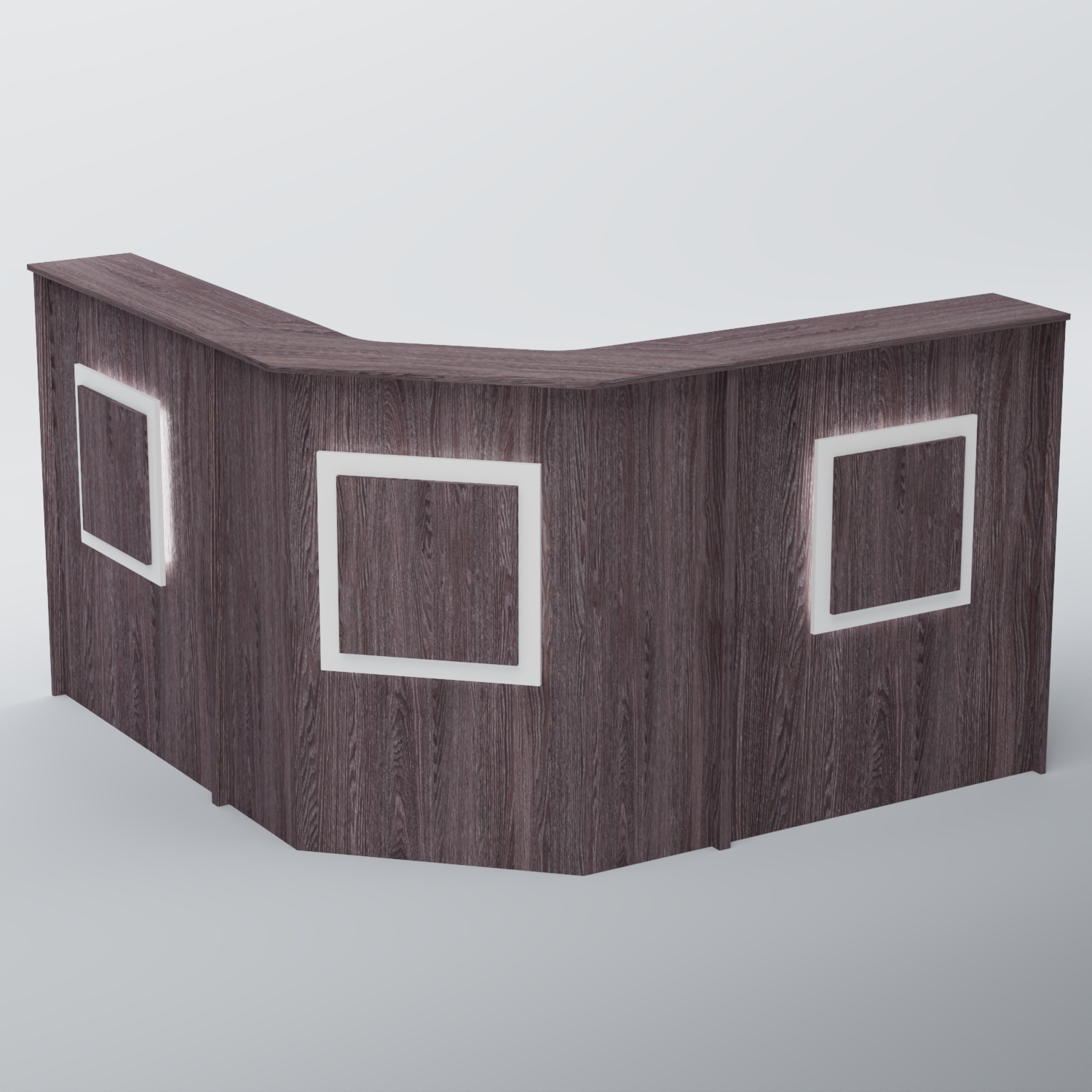 Ресепшен Г-образный КВАДРАТ №3 Ясень Анкор темный