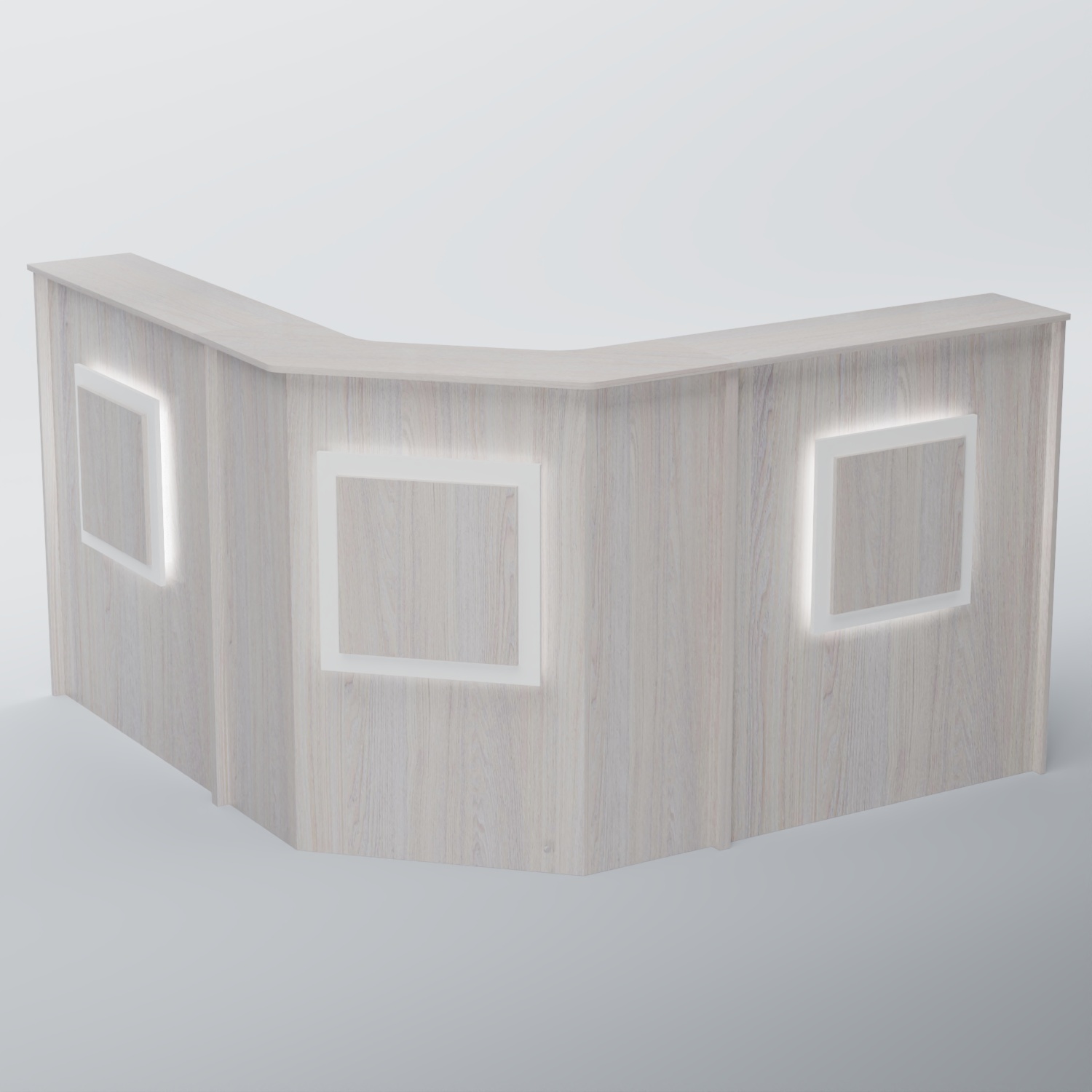 Ресепшен Г-образный КВАДРАТ №3 Ясень Анкор светлый