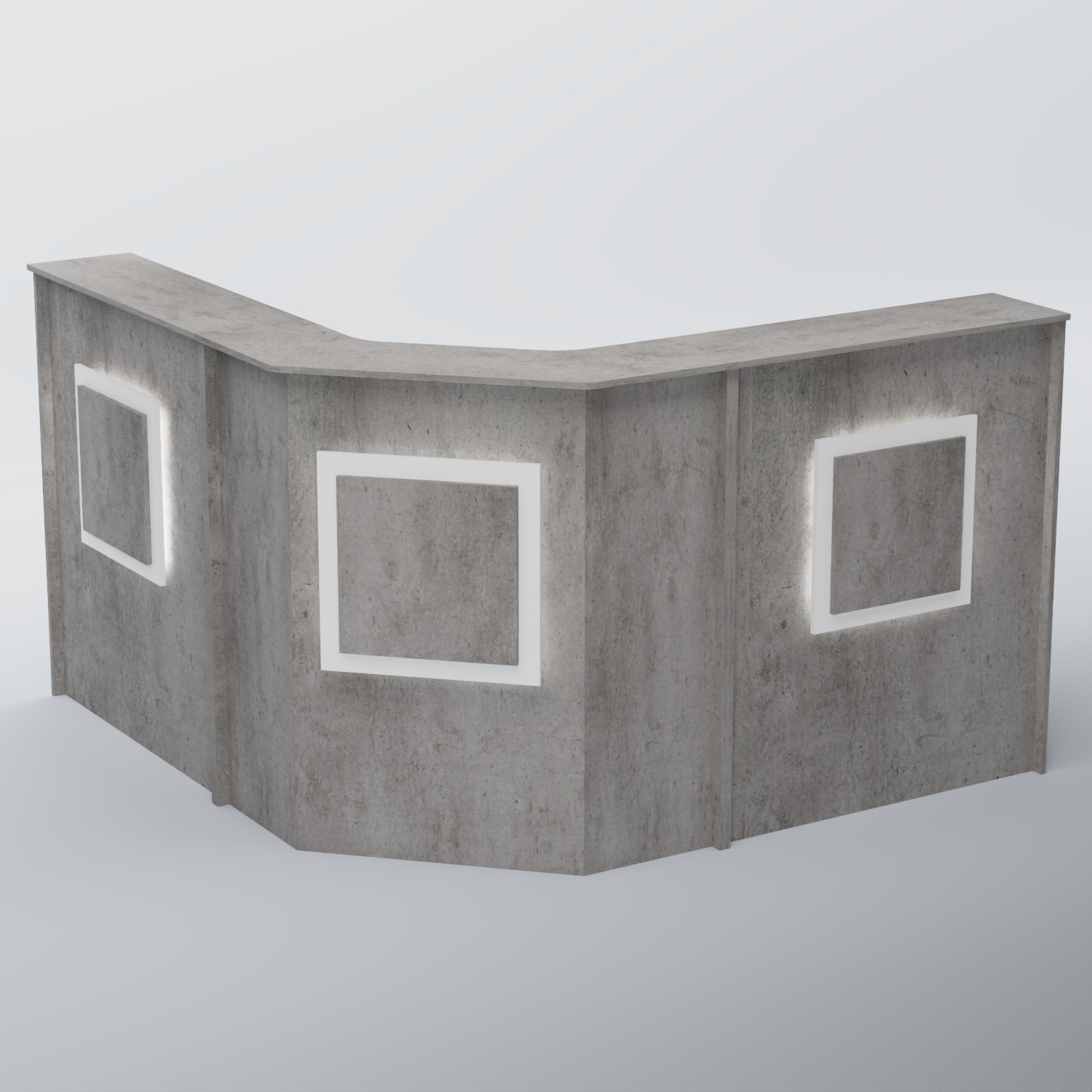 Ресепшен Г-образный КВАДРАТ №3 Бетон Чикаго светло-серый F186 ST9