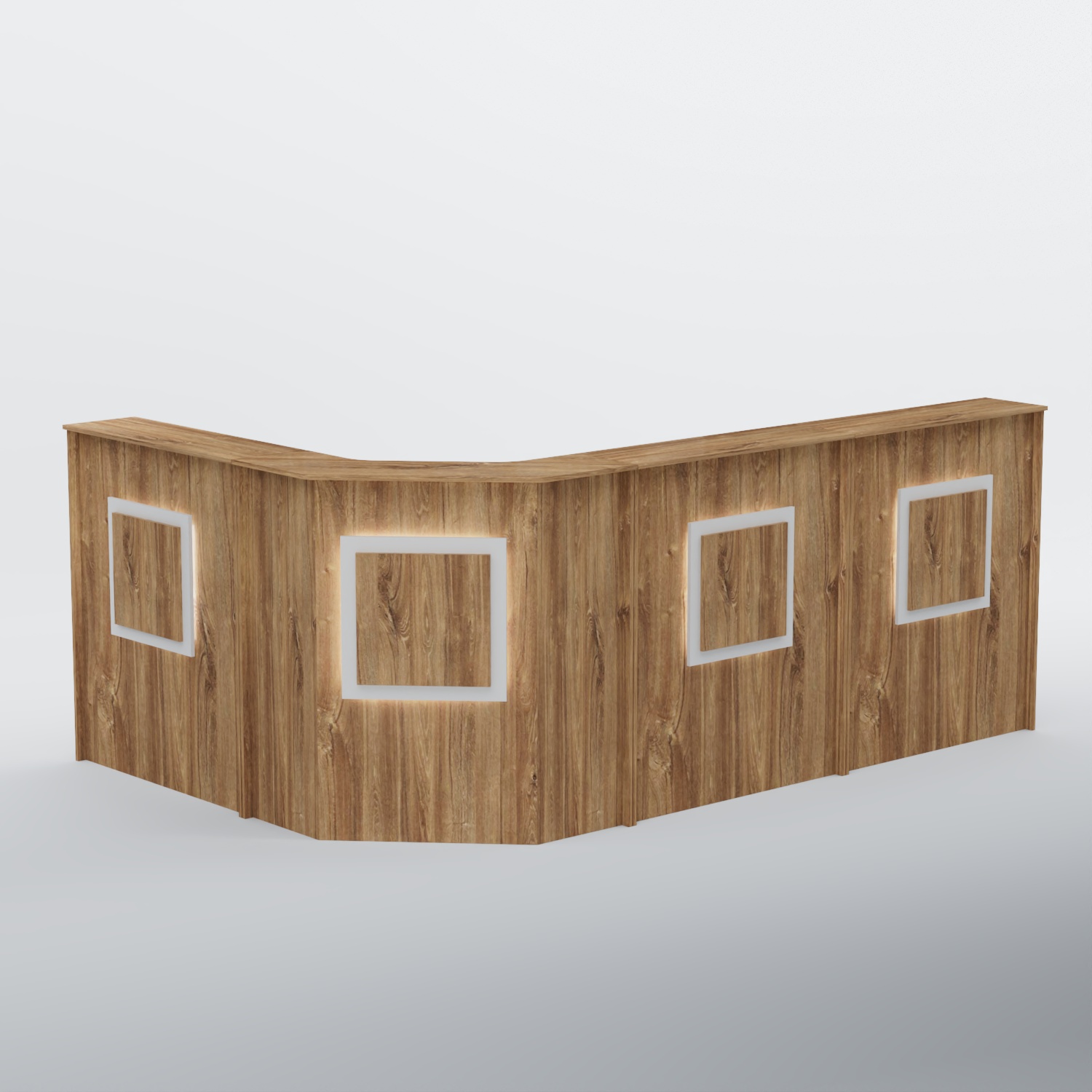 Ресепшен угловой большой КВАДРАТ №4 Дуб Канзас коричневый