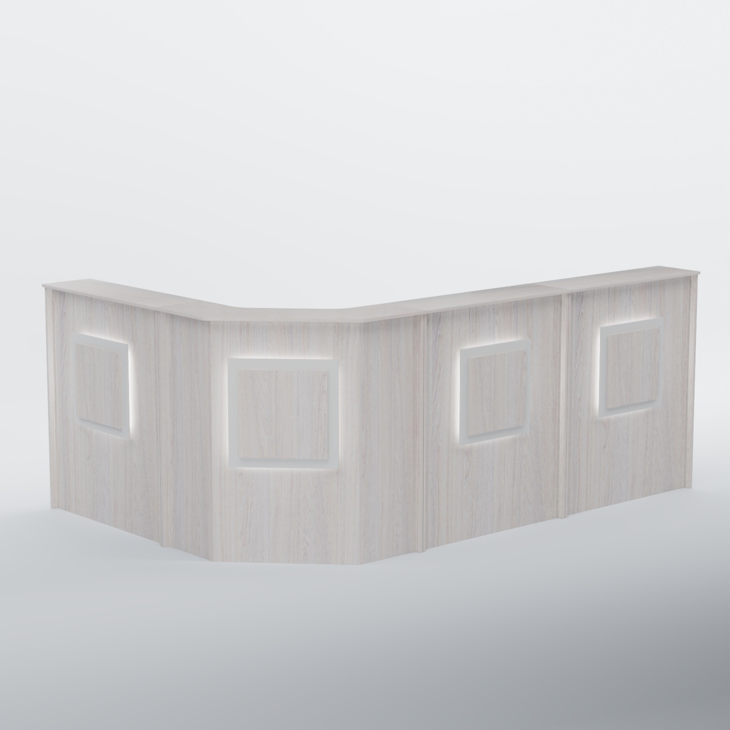 Ресепшен угловой большой КВАДРАТ №4 Ясень Анкор светлый