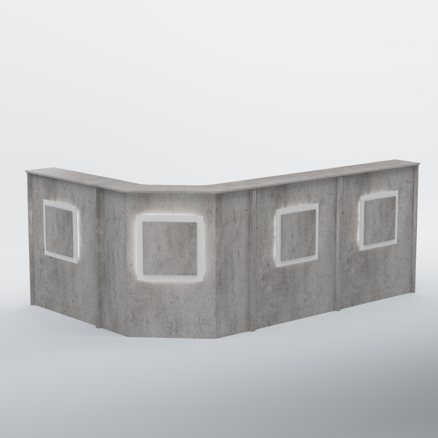 Ресепшен угловой большой КВАДРАТ №4 Бетон Чикаго светло-серый F186 ST9