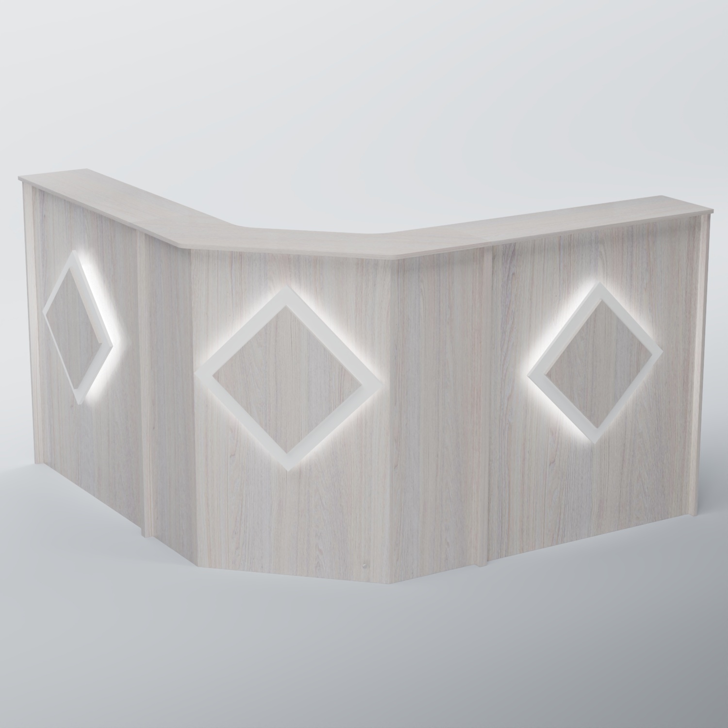 Ресепшен Г-образный РОМБ №3 Ясень Анкор светлый