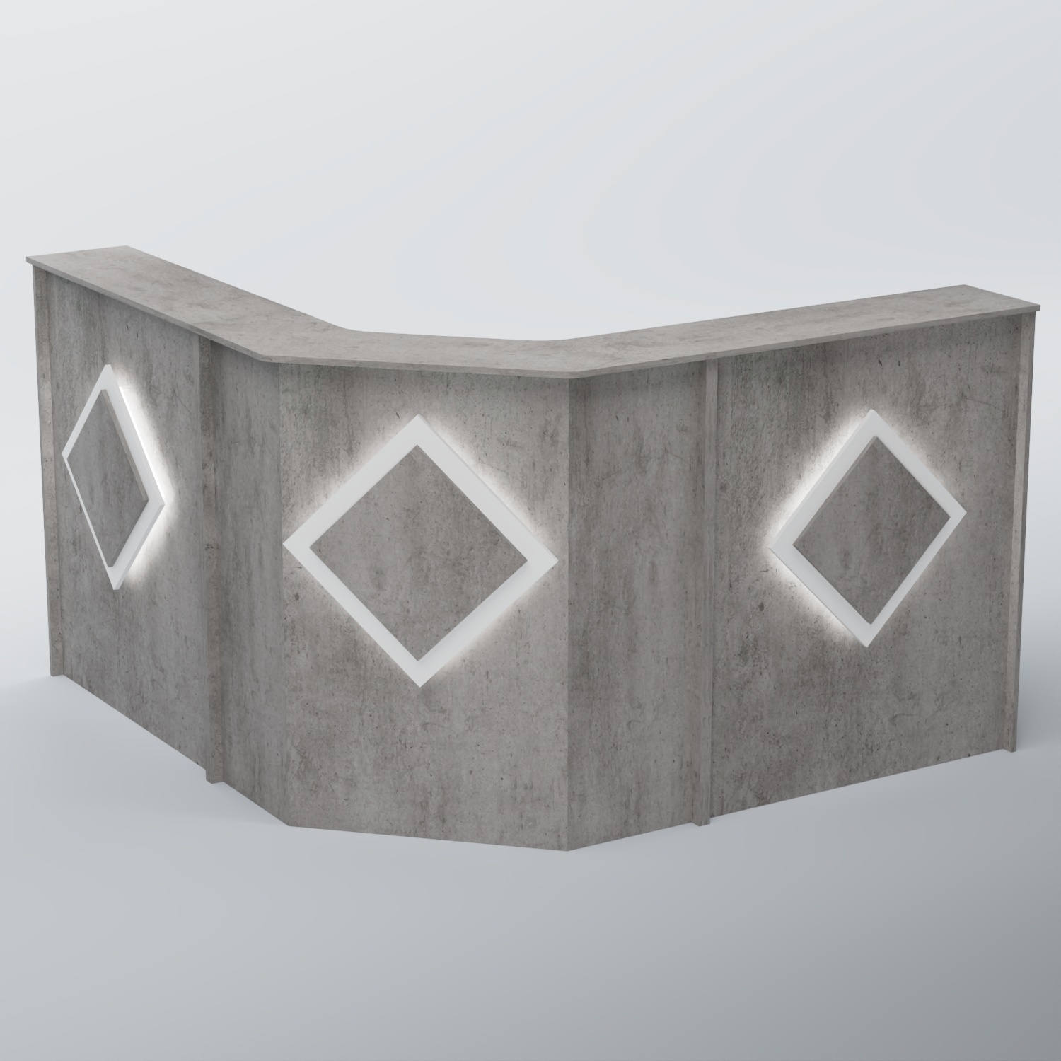 Ресепшен Г-образный РОМБ №3 Бетон Чикаго светло-серый F186 ST9