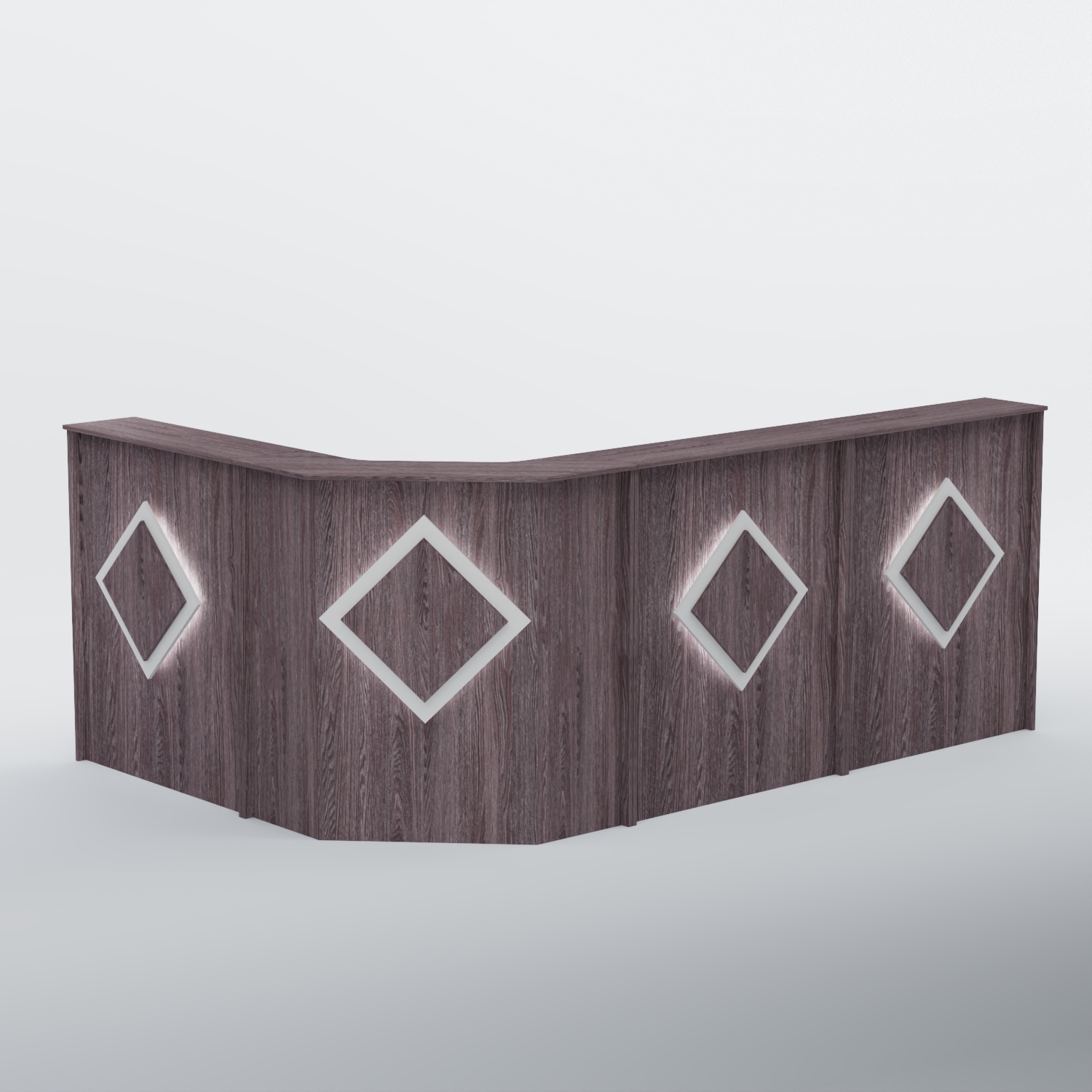 Ресепшен угловой большой РОМБ №4 Ясень Анкор темный