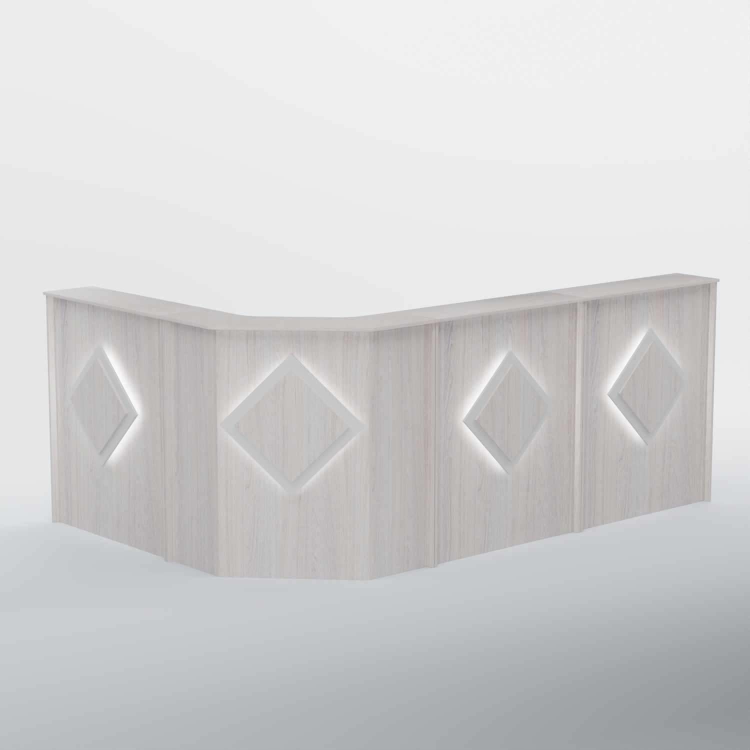 Ресепшен угловой большой РОМБ №4 Ясень Анкор светлый