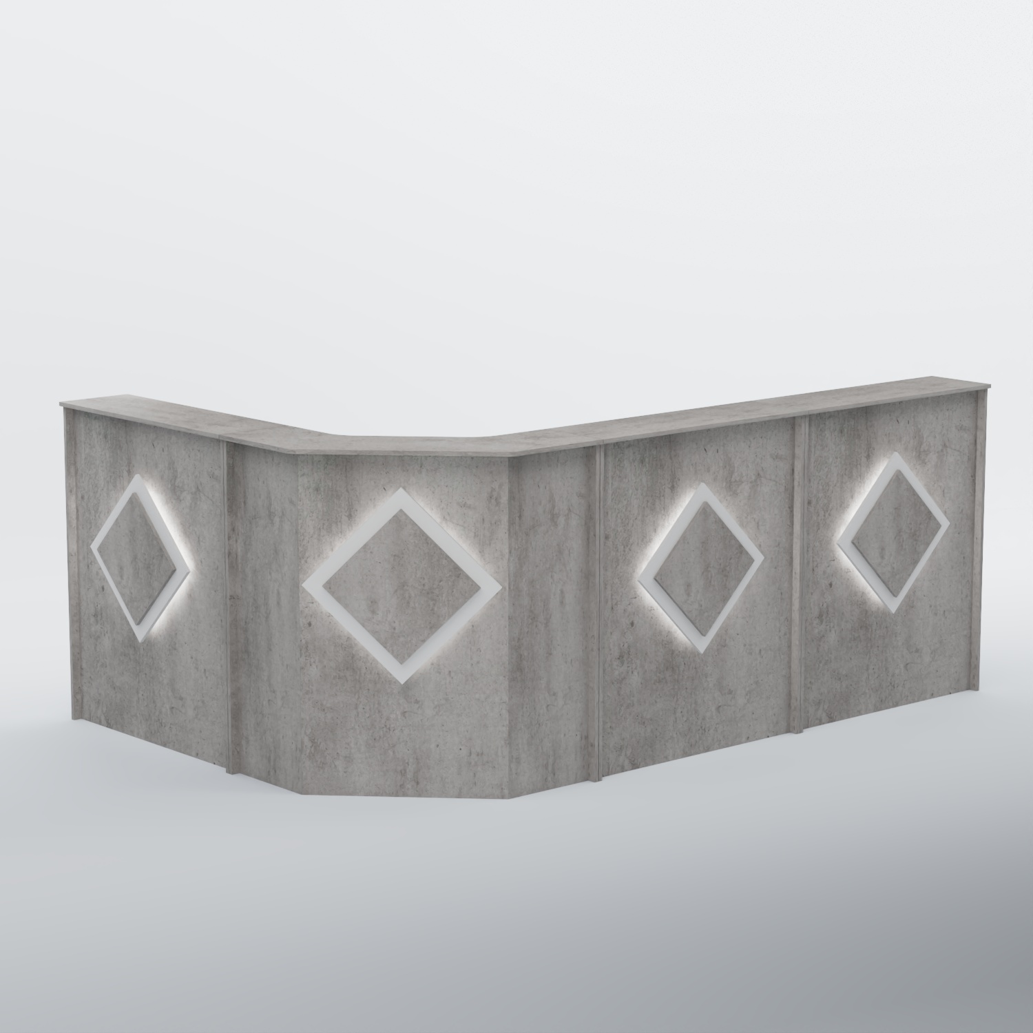 Ресепшен угловой большой РОМБ №4 Бетон Чикаго светло-серый F186 ST9