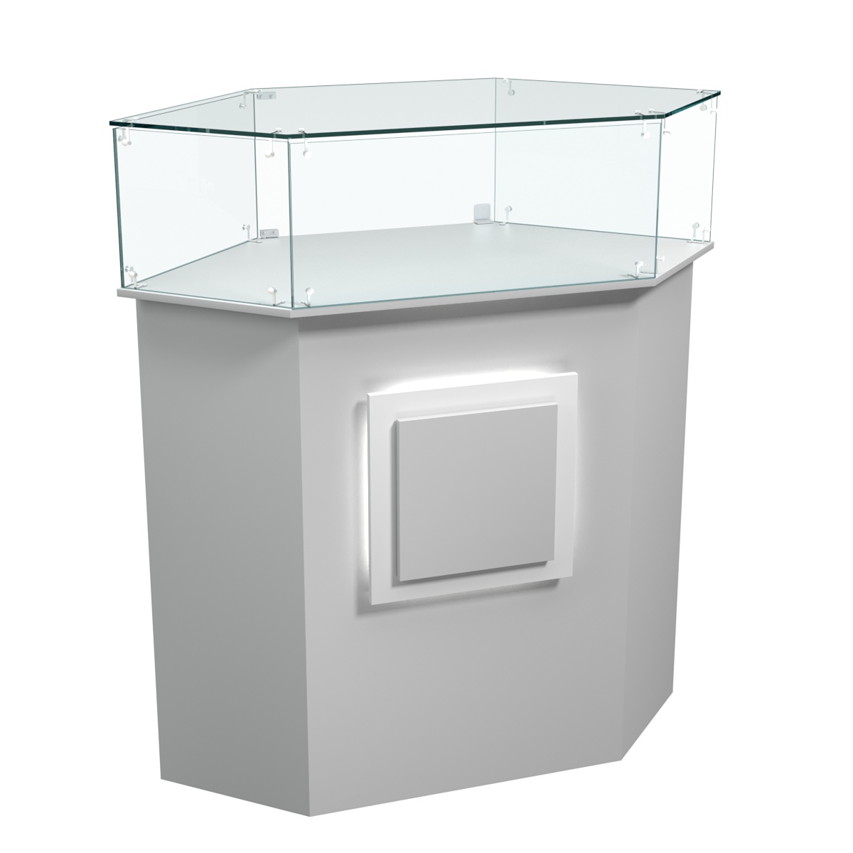 Торговый прилавок шестигранный с декоративной накладкой и стеклянным колпаком КВАДРАТ №6 Серый